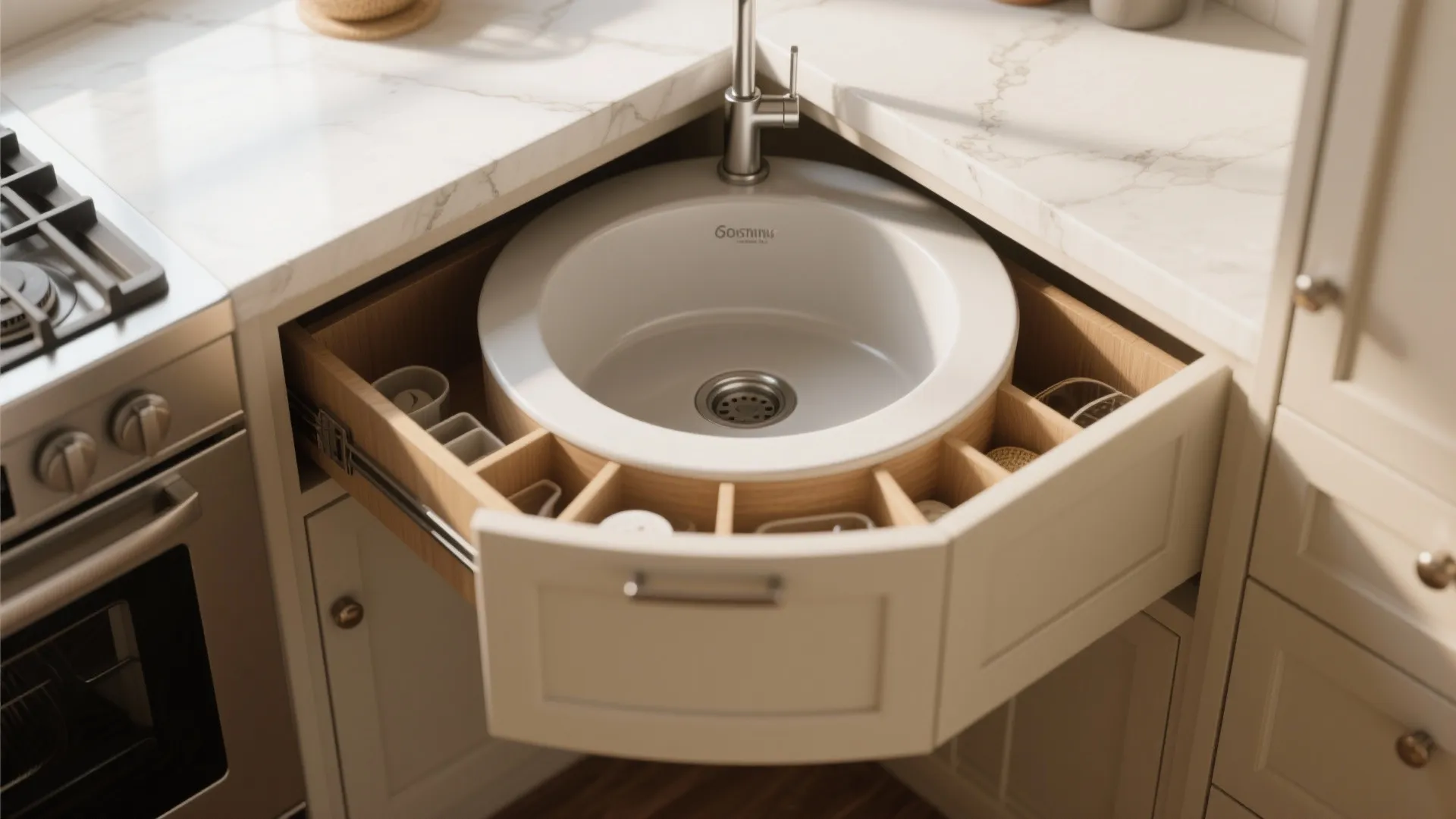 5. Corner-friendly: diagonal corner and lazy Susan combos