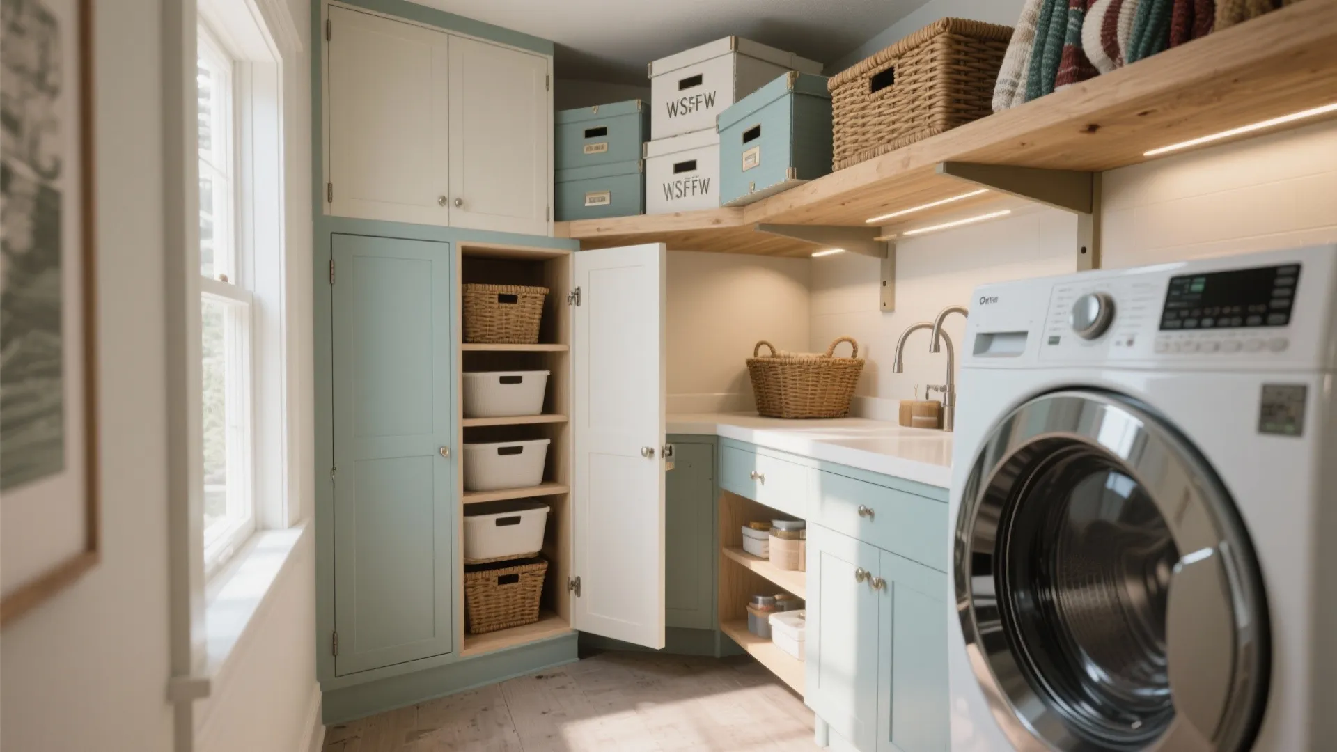 5. Corner lazy-susan cabinets and overhead lofts