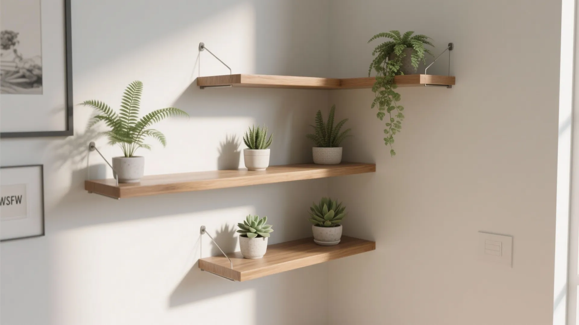 3. Corner Floating Ledges for a Clean Look