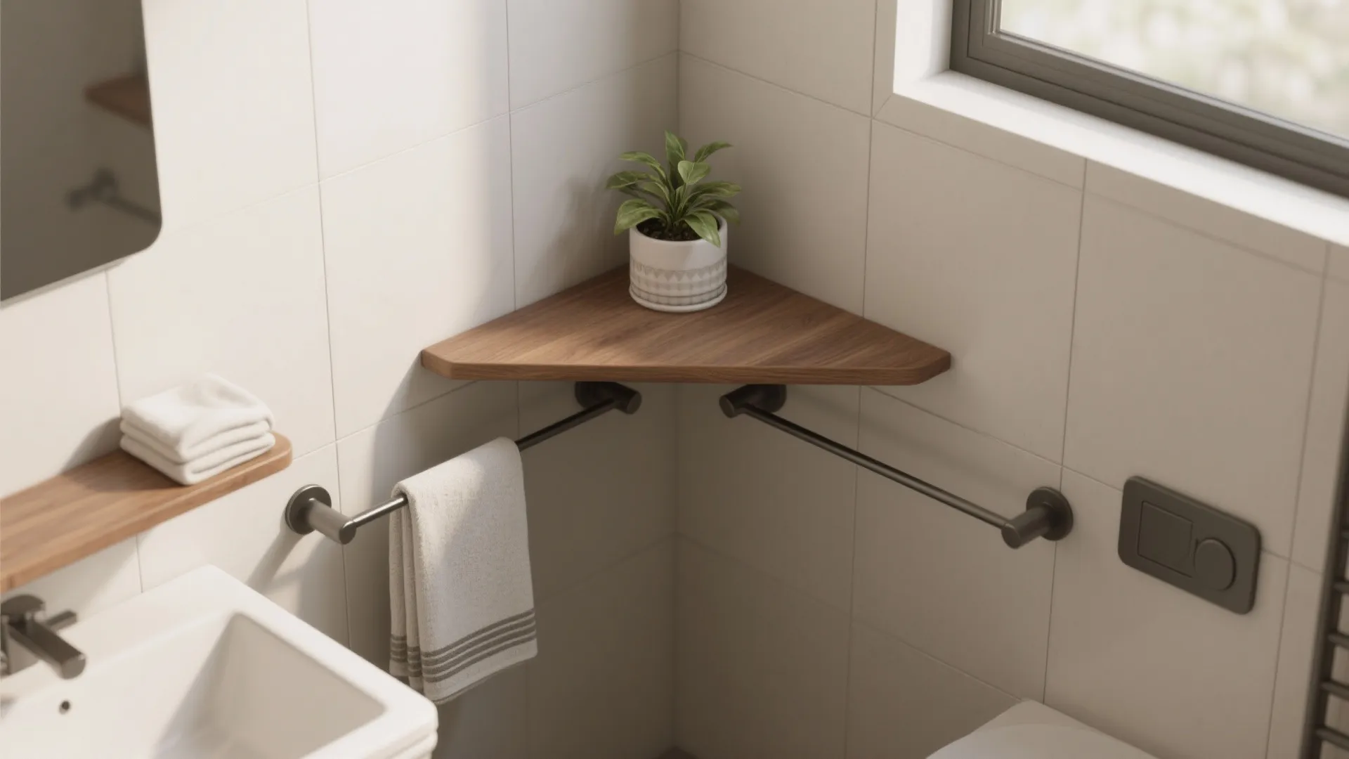 5. Corner shelves and floating ledges