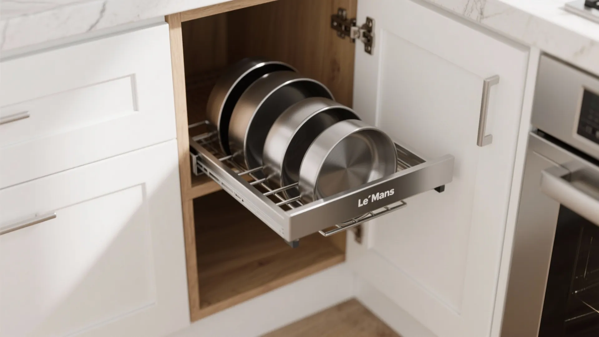 L-shaped layout that frees countertop flow