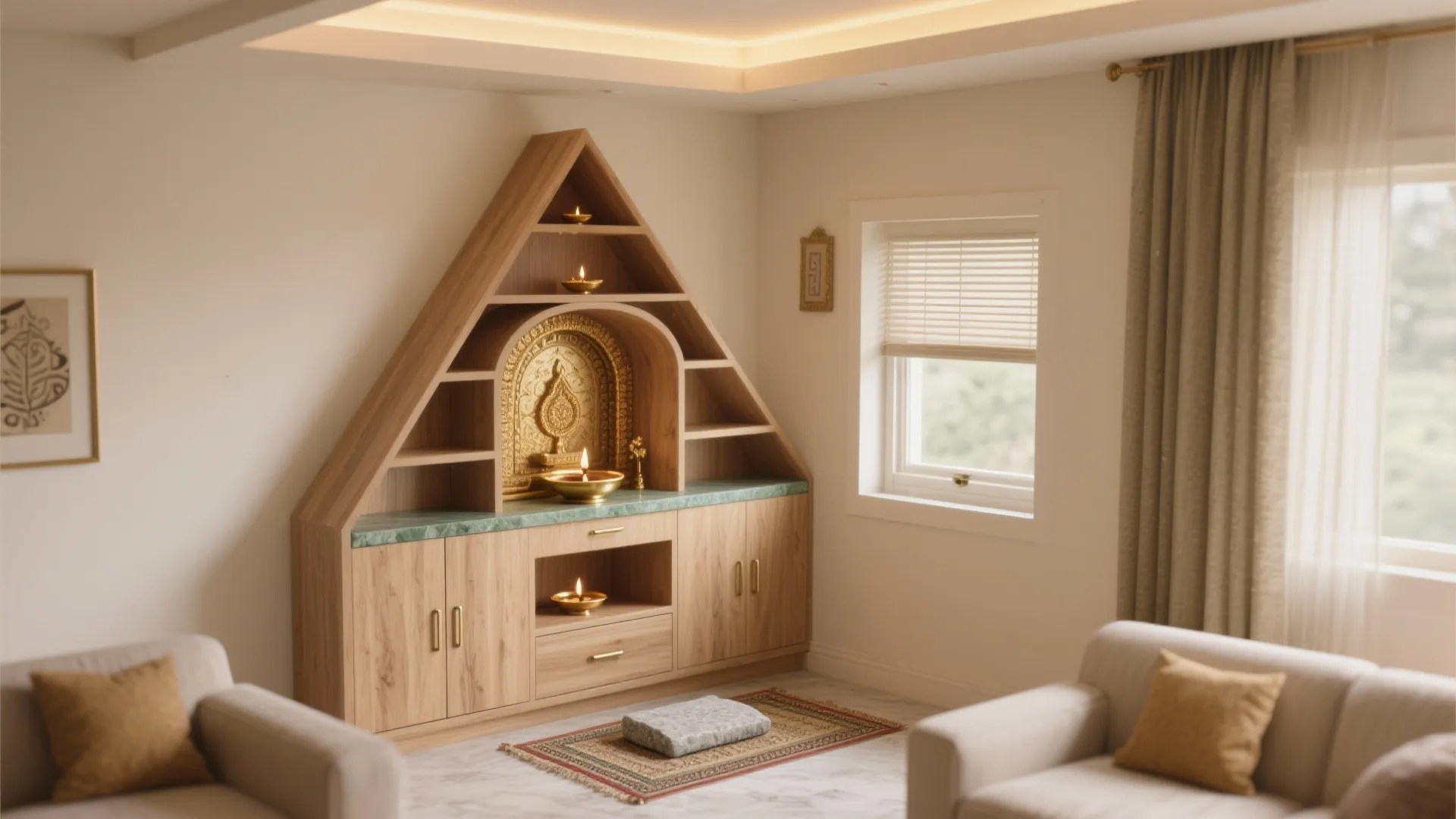 Calm Corner Mandir That Uses Every Inch