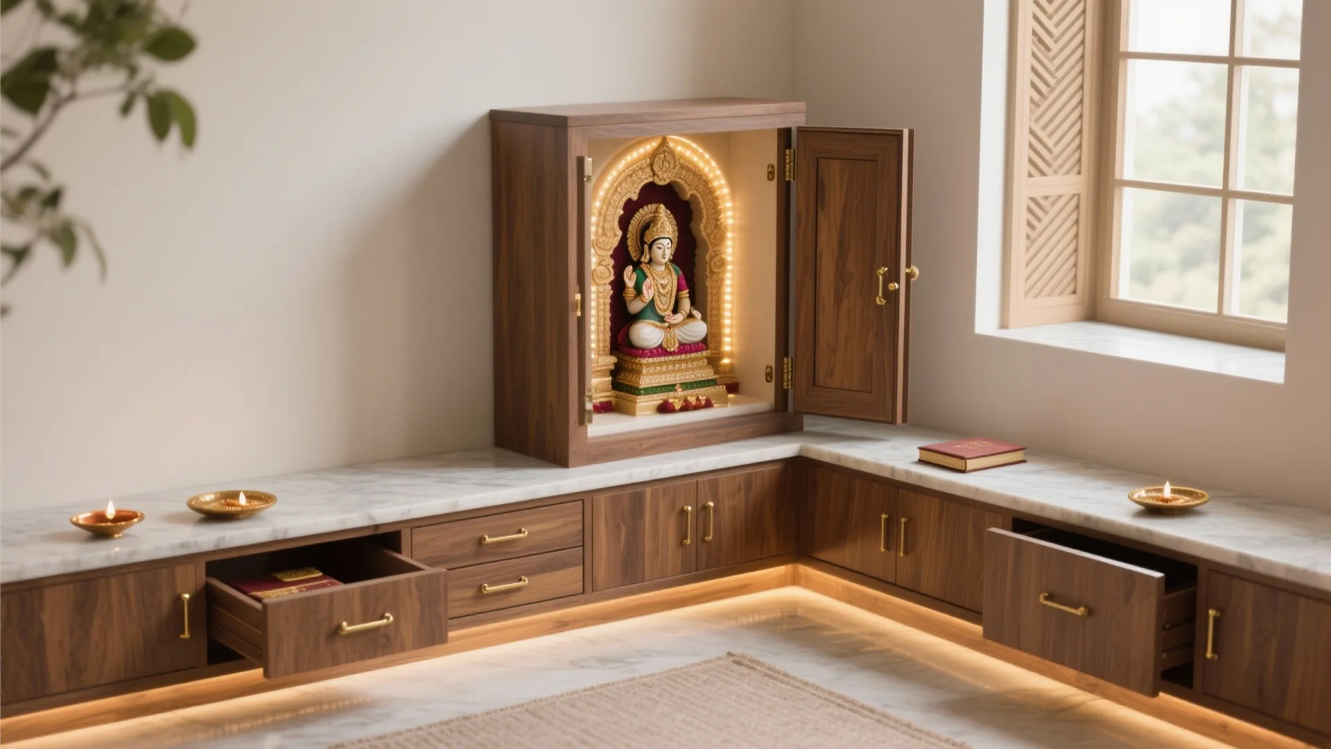 Corner Niche Planning With Multifunctional Millwork