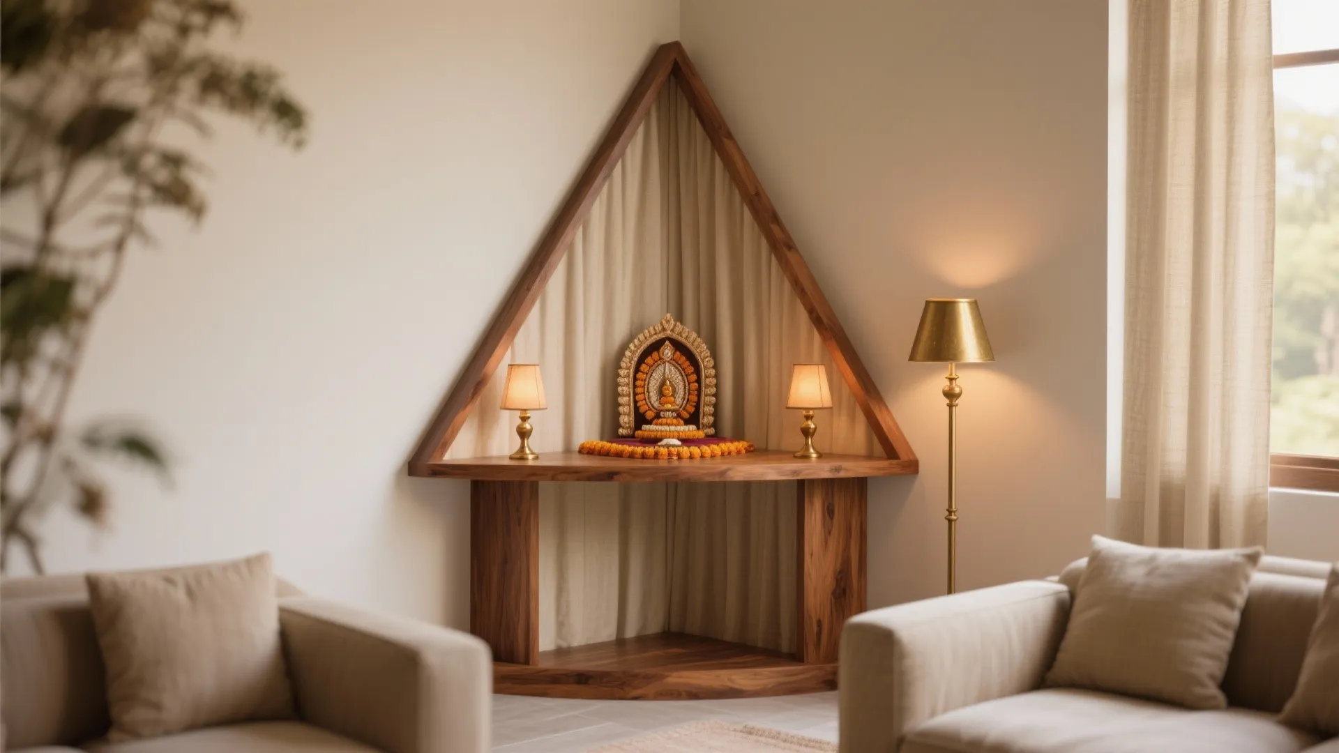 Teak Corner Mandir That Turns Dead Space Into a Blessing