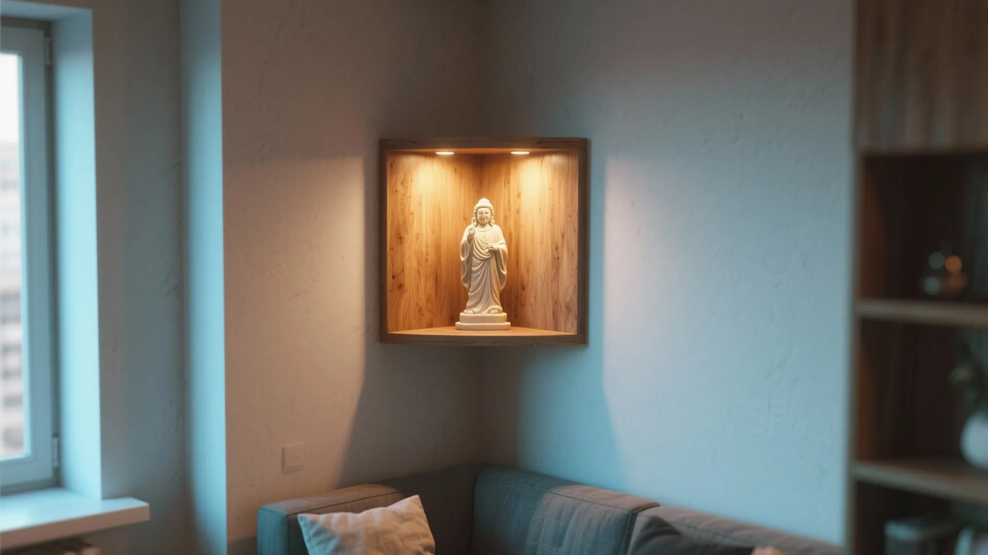 Compact Corner Mantap with Lighting