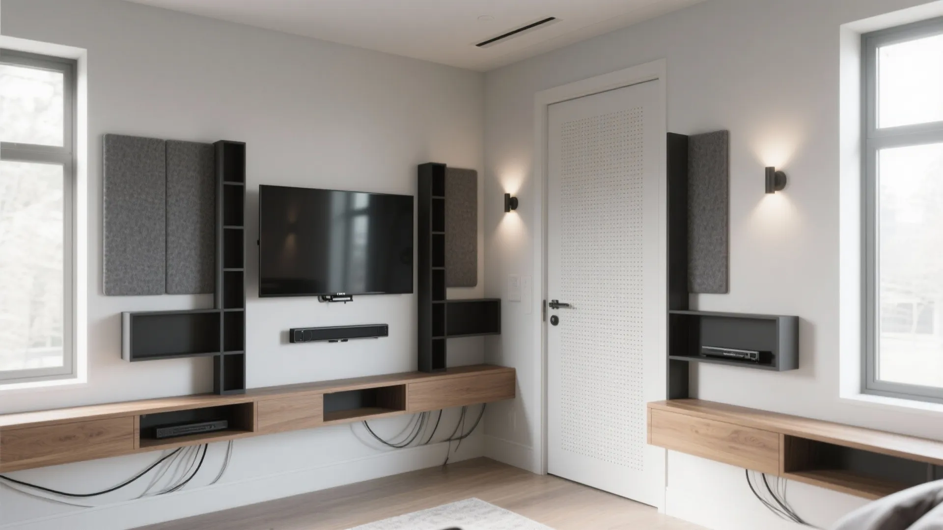 Corner Media Wall With Acoustic Treatment