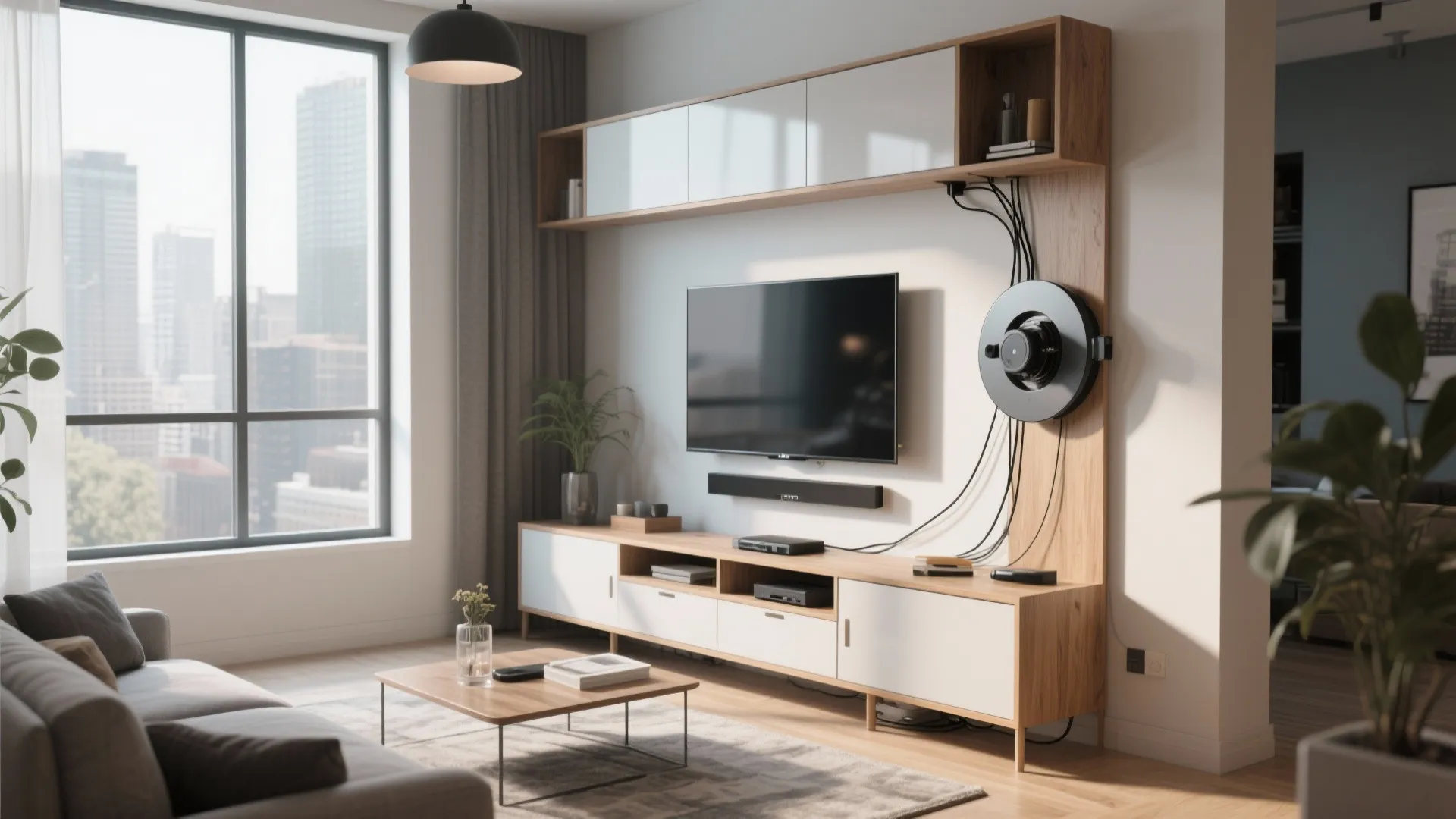 2. Corner Media Cabinet with Rotating TV Mount
