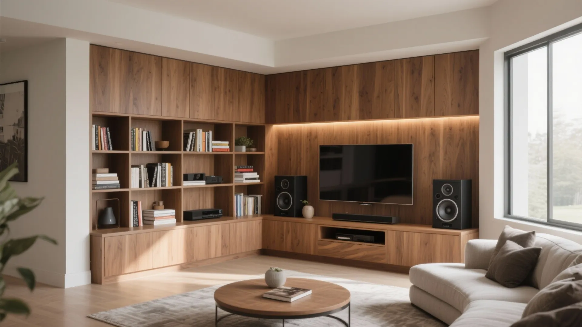 3. Built-In Corner Media Center
