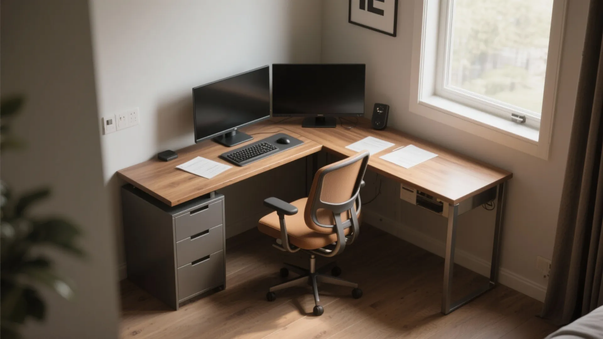 3. Corner L-shaped micro-desks
