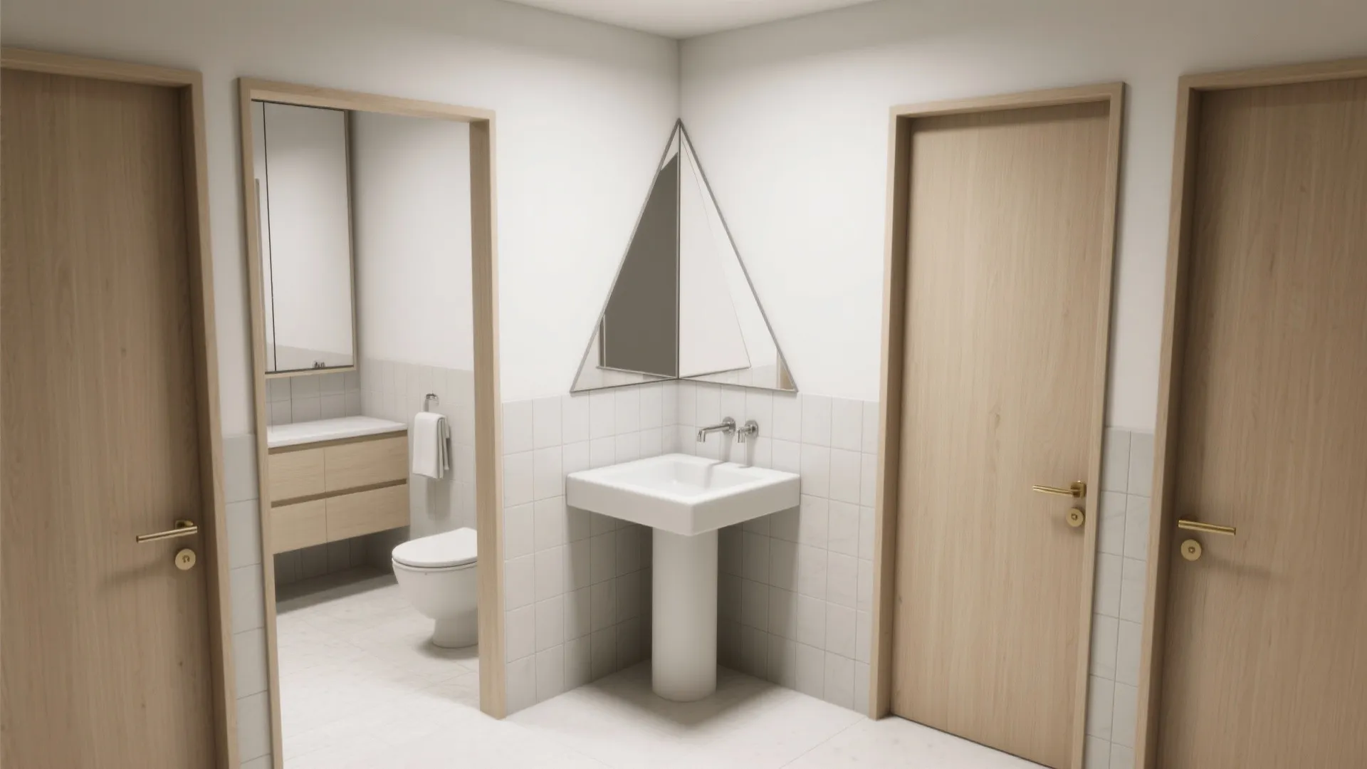 3) Corner Mirror Cabinet for Tight Footprints