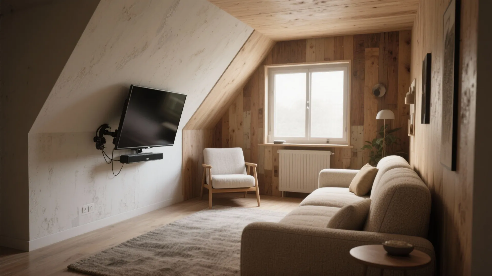 2. Corner-mounted TVs and angled seating