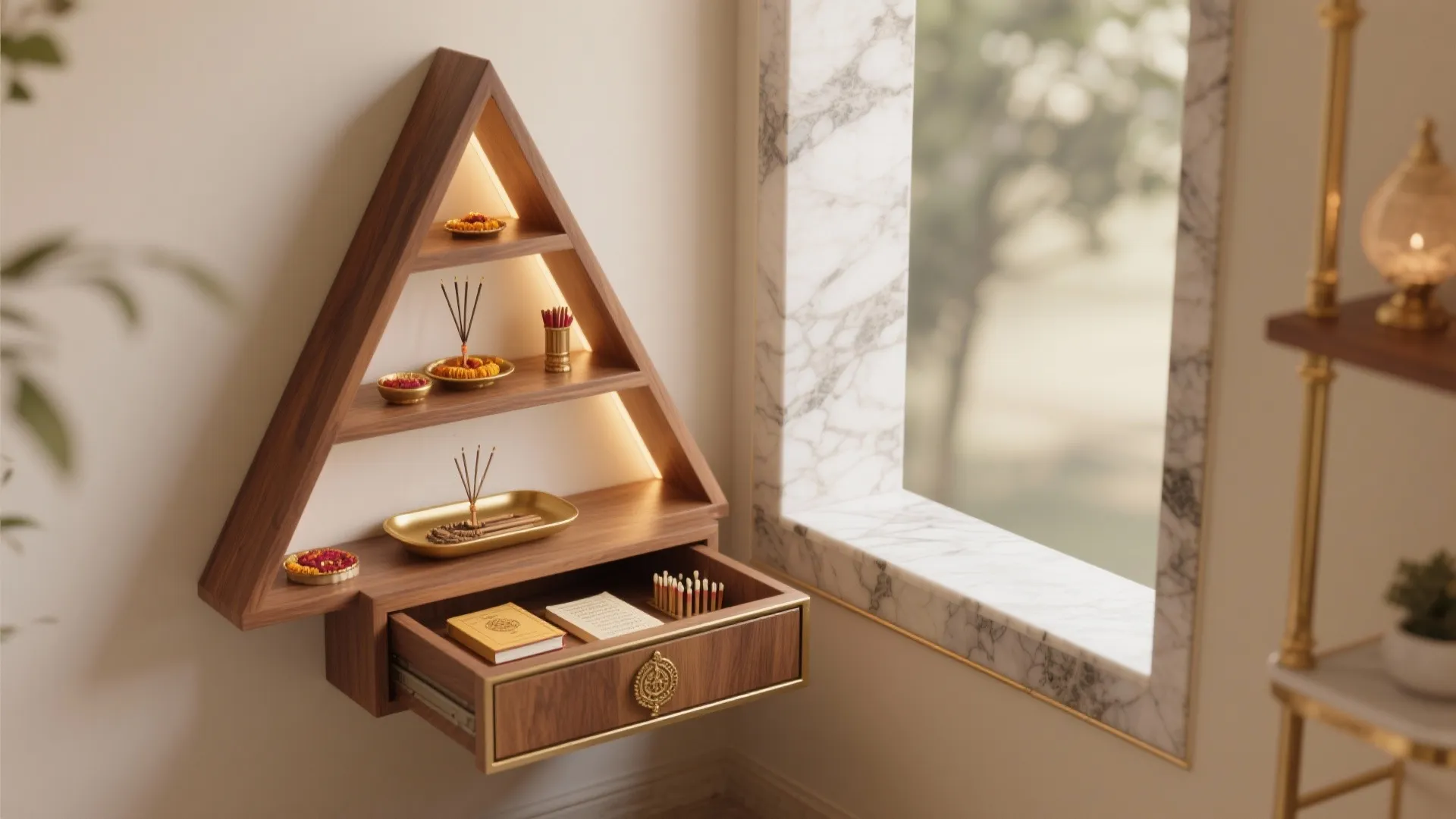 Idea 3: A corner niche with layered storage