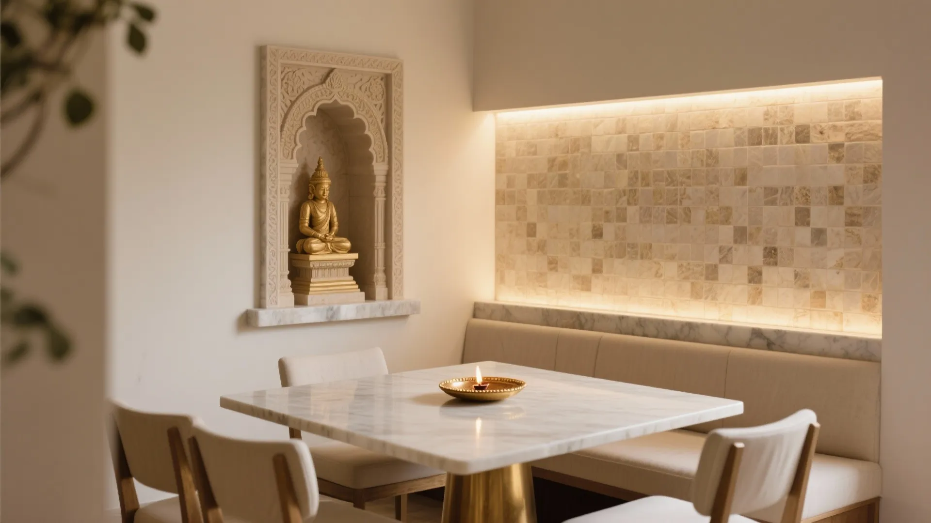 Corner Temple Niche with Stone or Tile Back