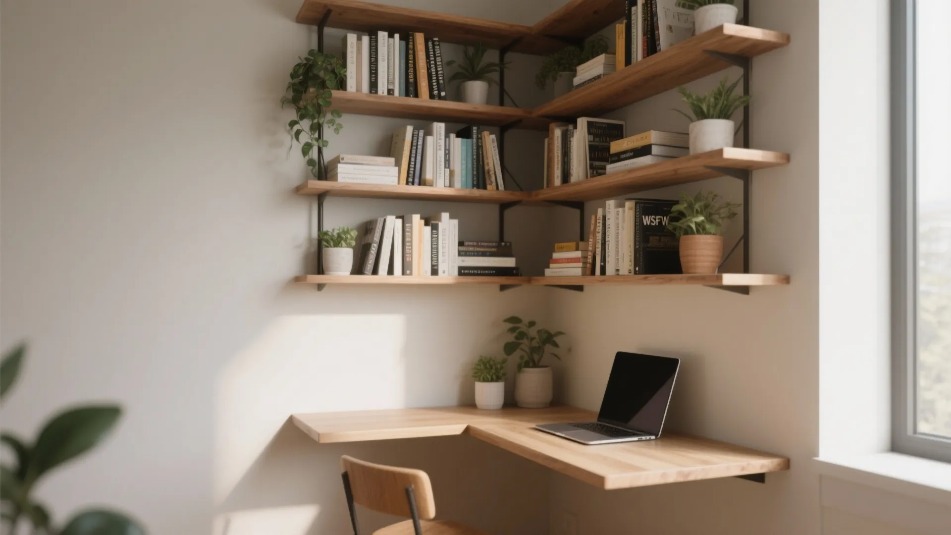 3. Corner Nook with Vertical Shelving