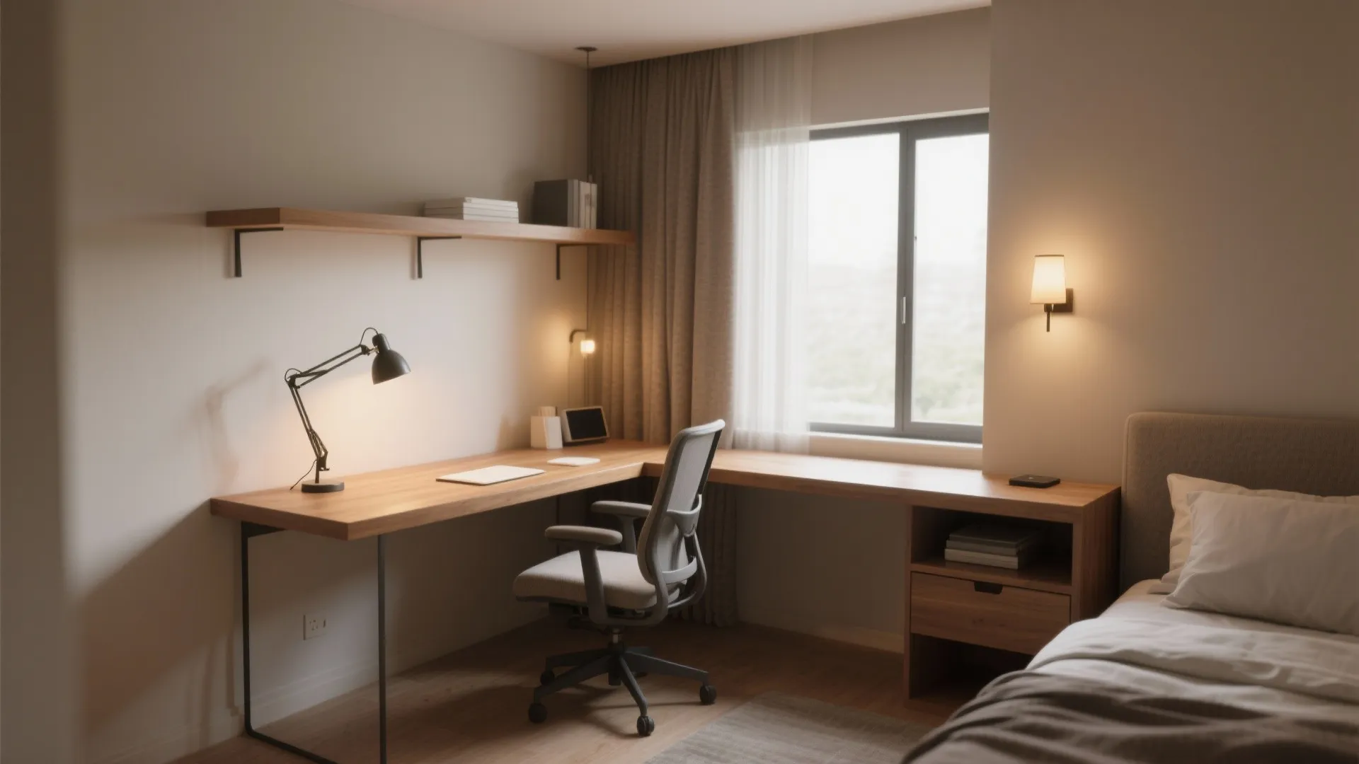 3. Corner Nook: L-shaped Desk and Zoned Lighting