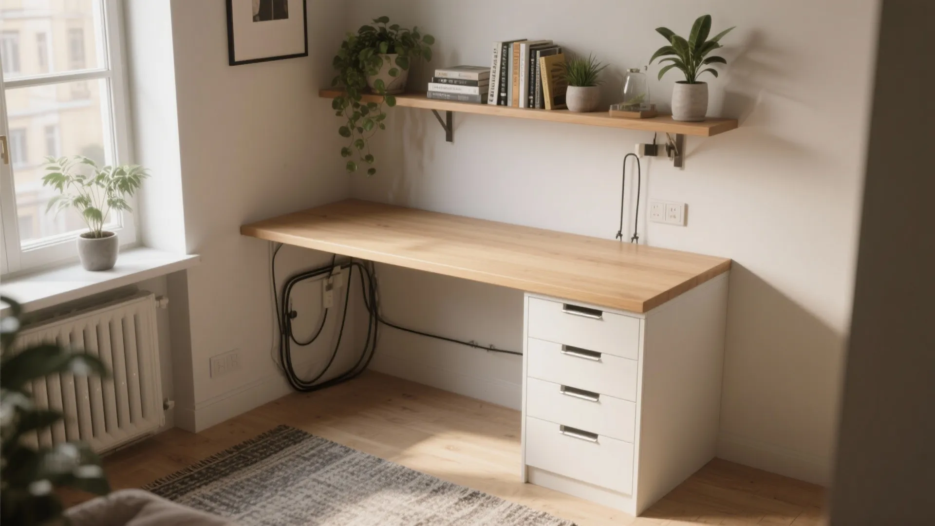 3. Corner Nook Desk with Vertical Drawers