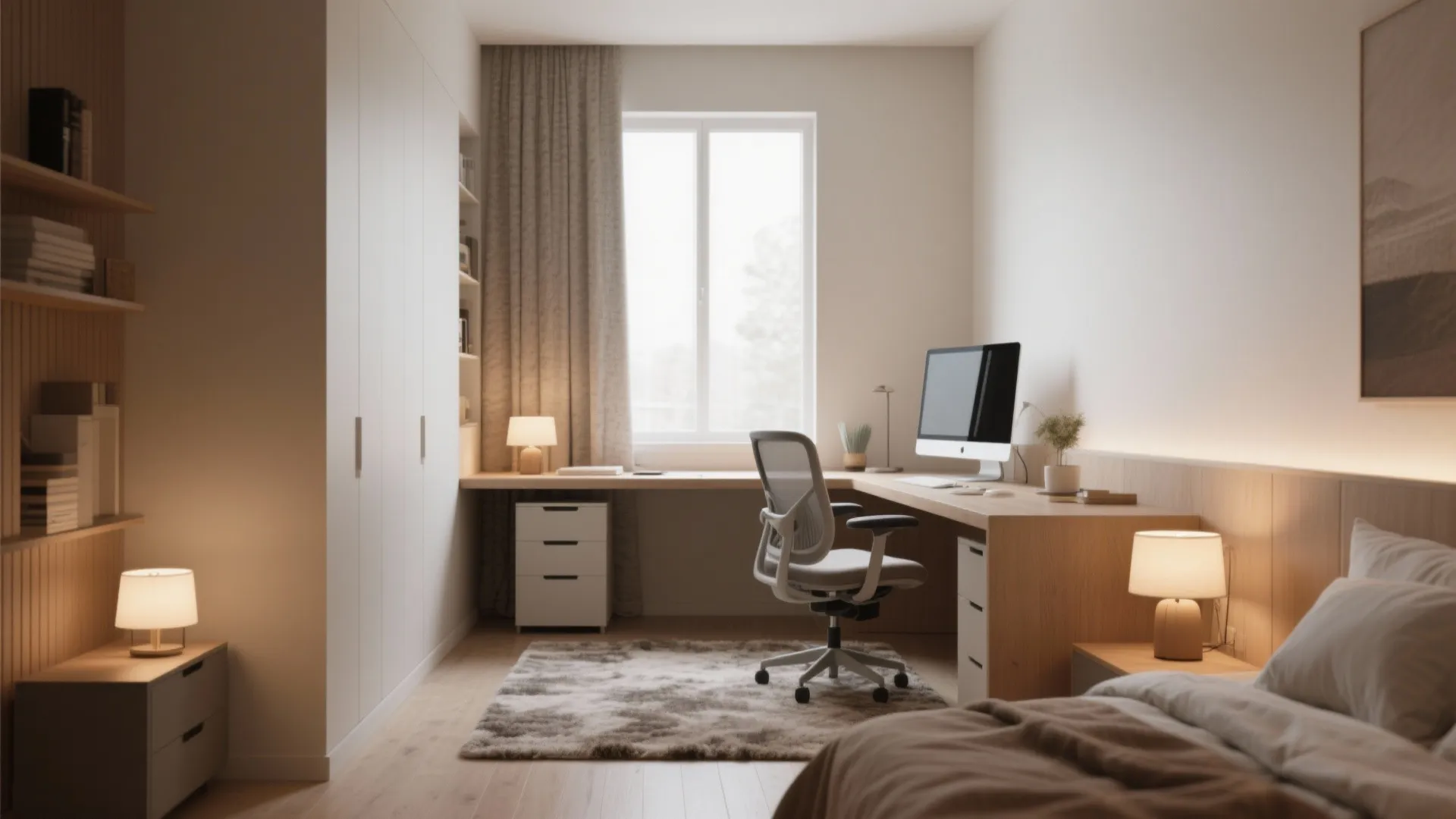 3. Corner Nook Office + Cozy Sleep Zone