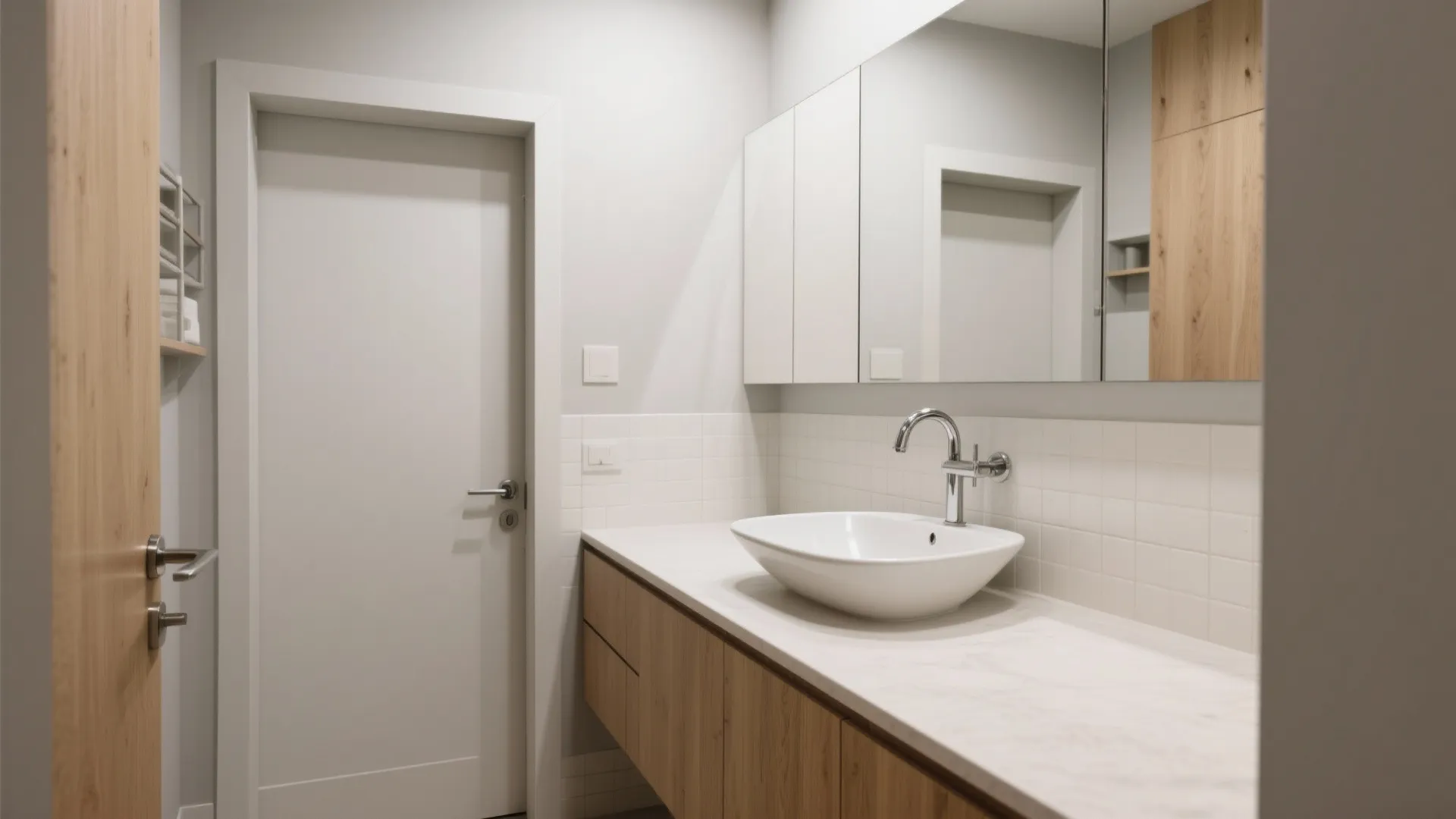 Corner or Offset Basin To Clear The Door Path