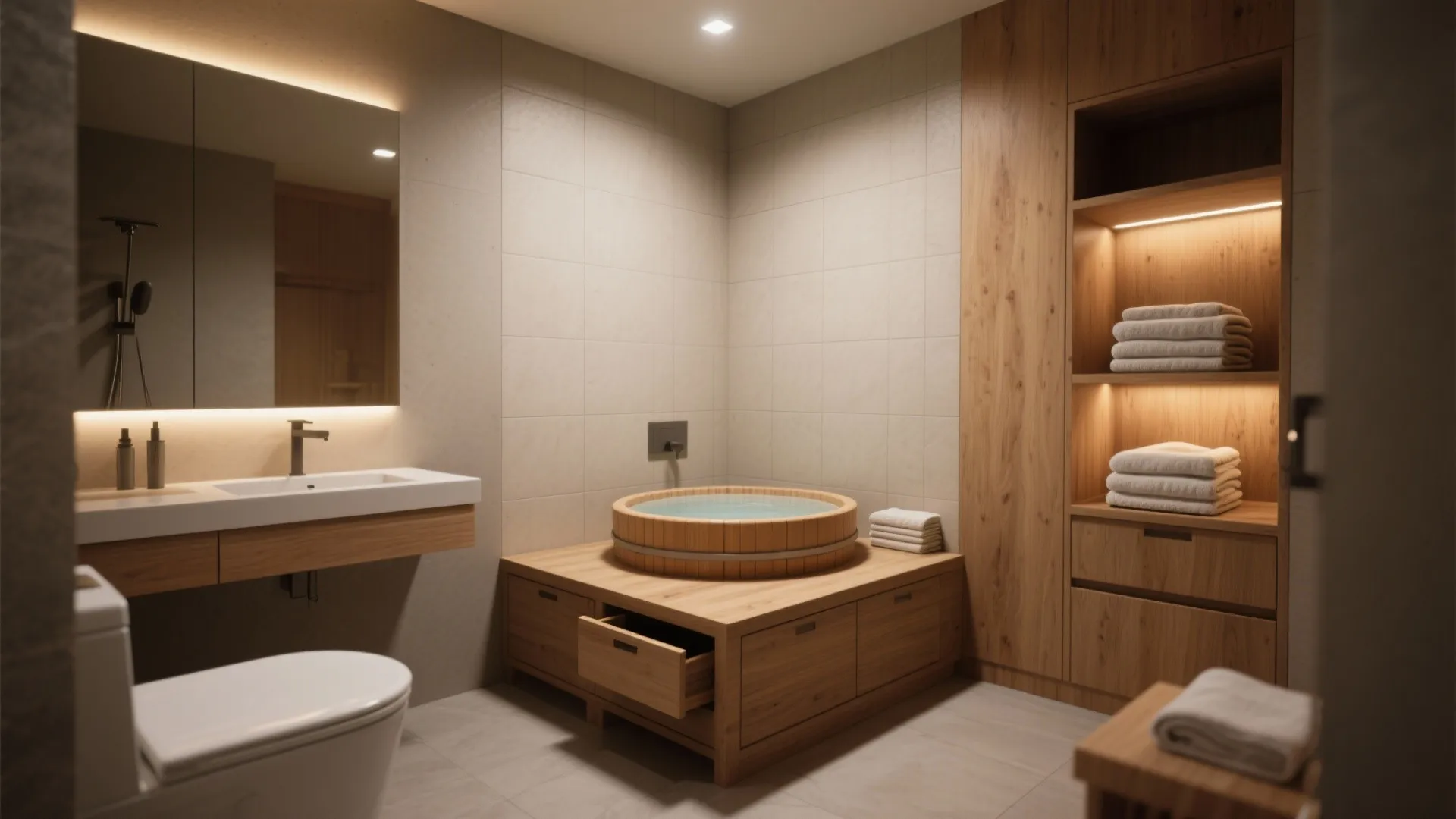 2. Corner Soaking Tub to Reclaim Floor Space