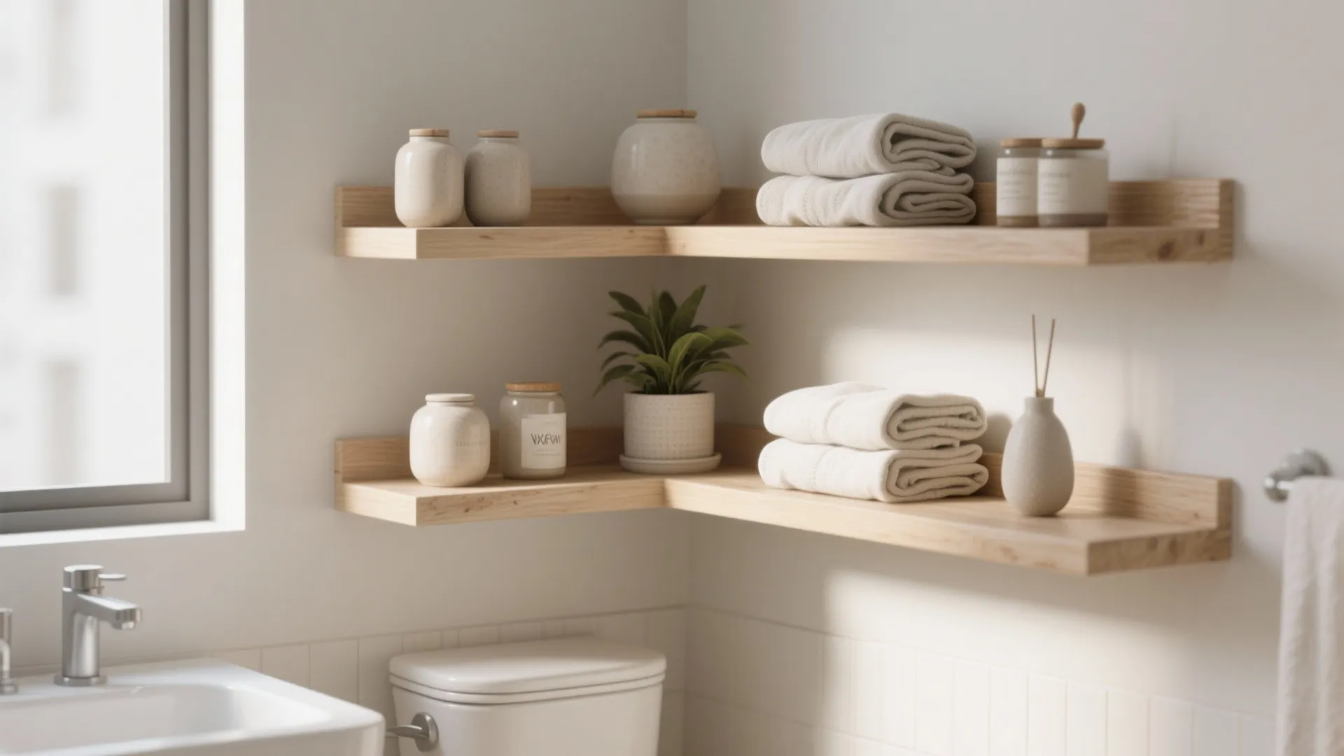 3. Corner Open Shelving for Display