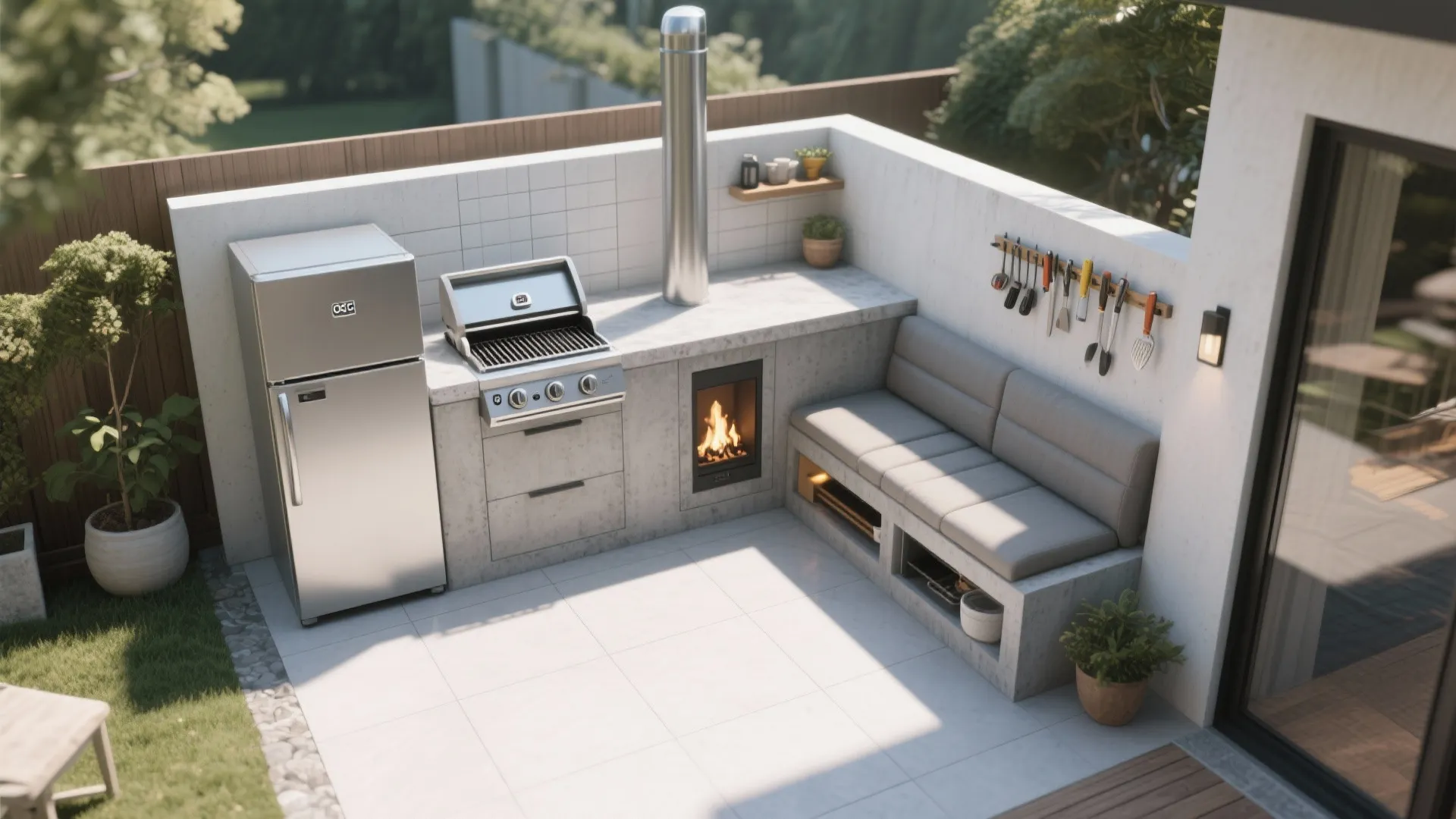 5. Compact Corner Kitchen for Small Patios