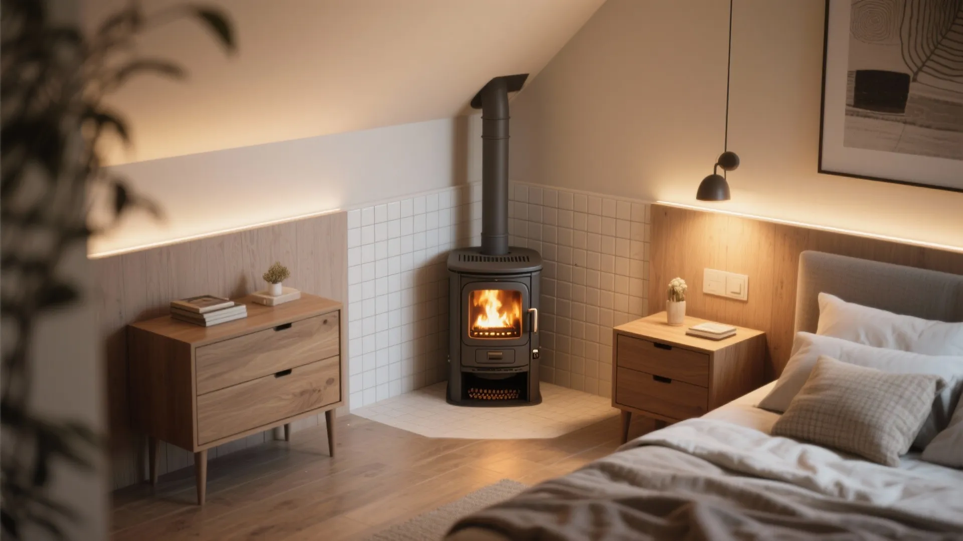 2. Corner-fit compact pellet stove