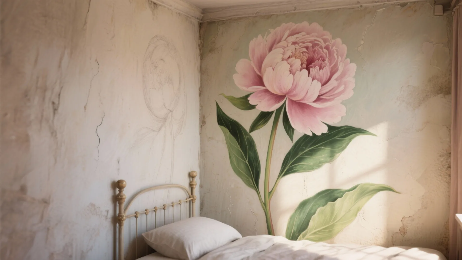 1. Petite Corner Peony Mural