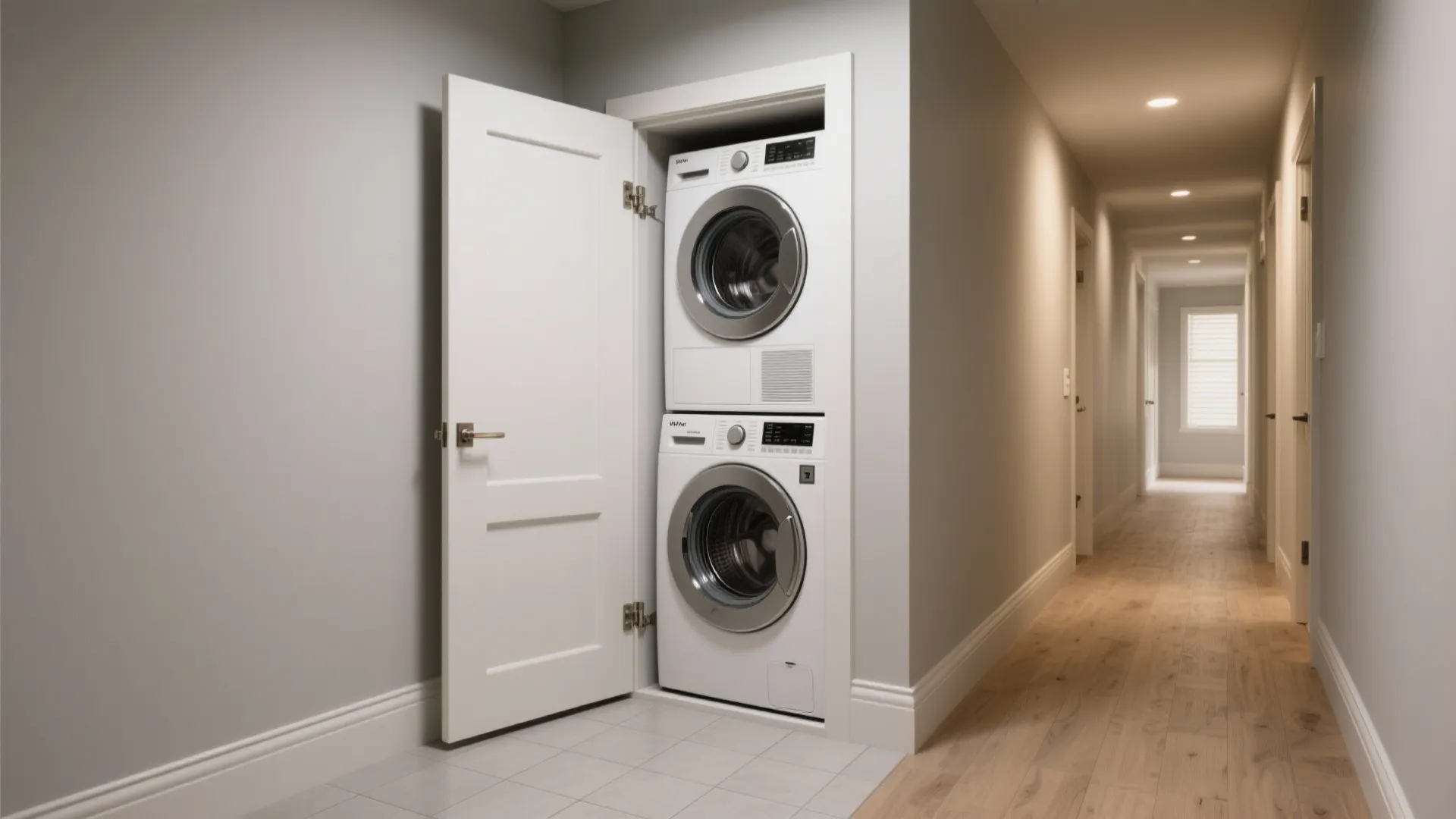 4. Corner Stack with Pivoting Door for Tight Hallways