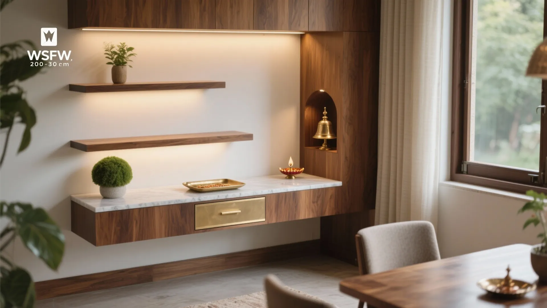 Corner or L-Shaped Pooja Nook That Uses Dead Space