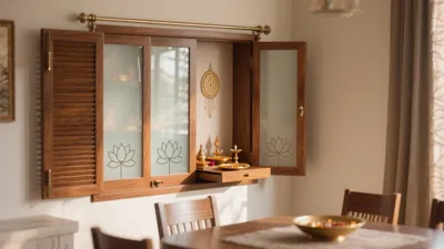 Indian Modular Kitchen with Integrated Pooja Unit Design