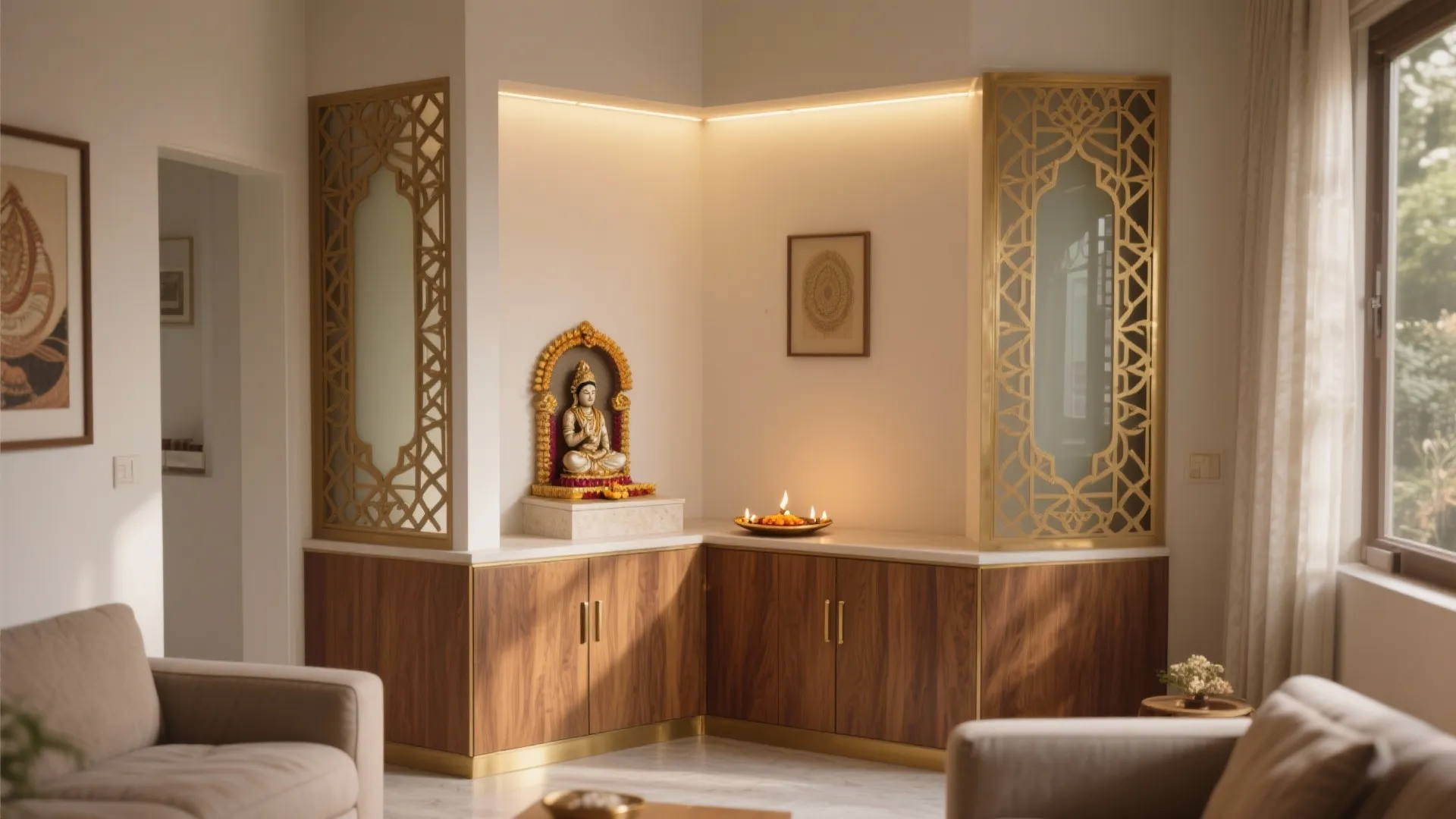 5 Corner Pooja Unit Designs for Small Homes
