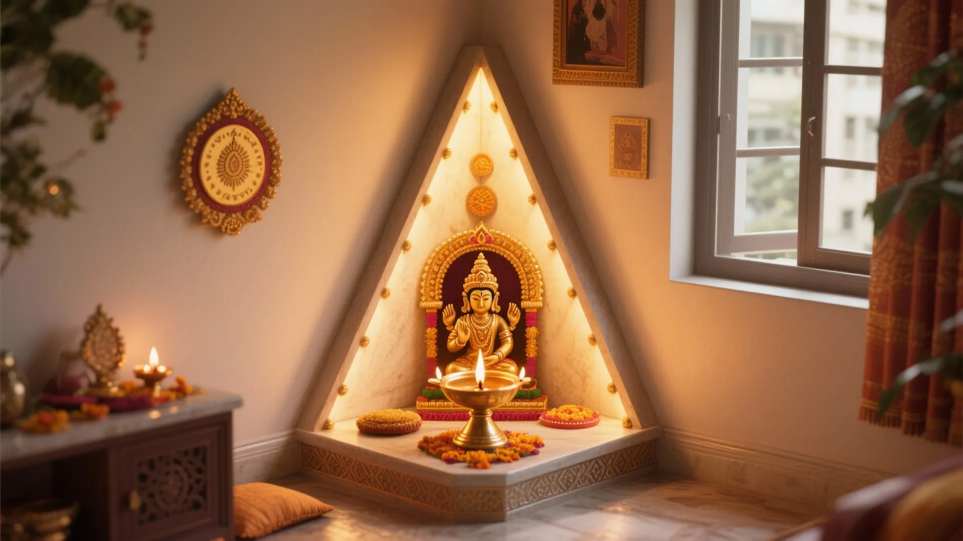 Corner Pooja Mandir Unit