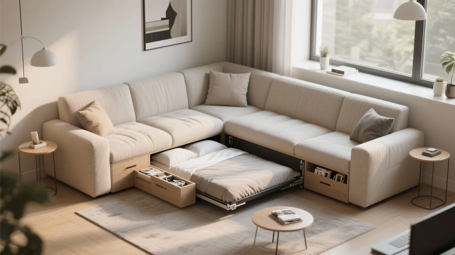 5. Corner Units with Pull-out Beds and Smart Accessories