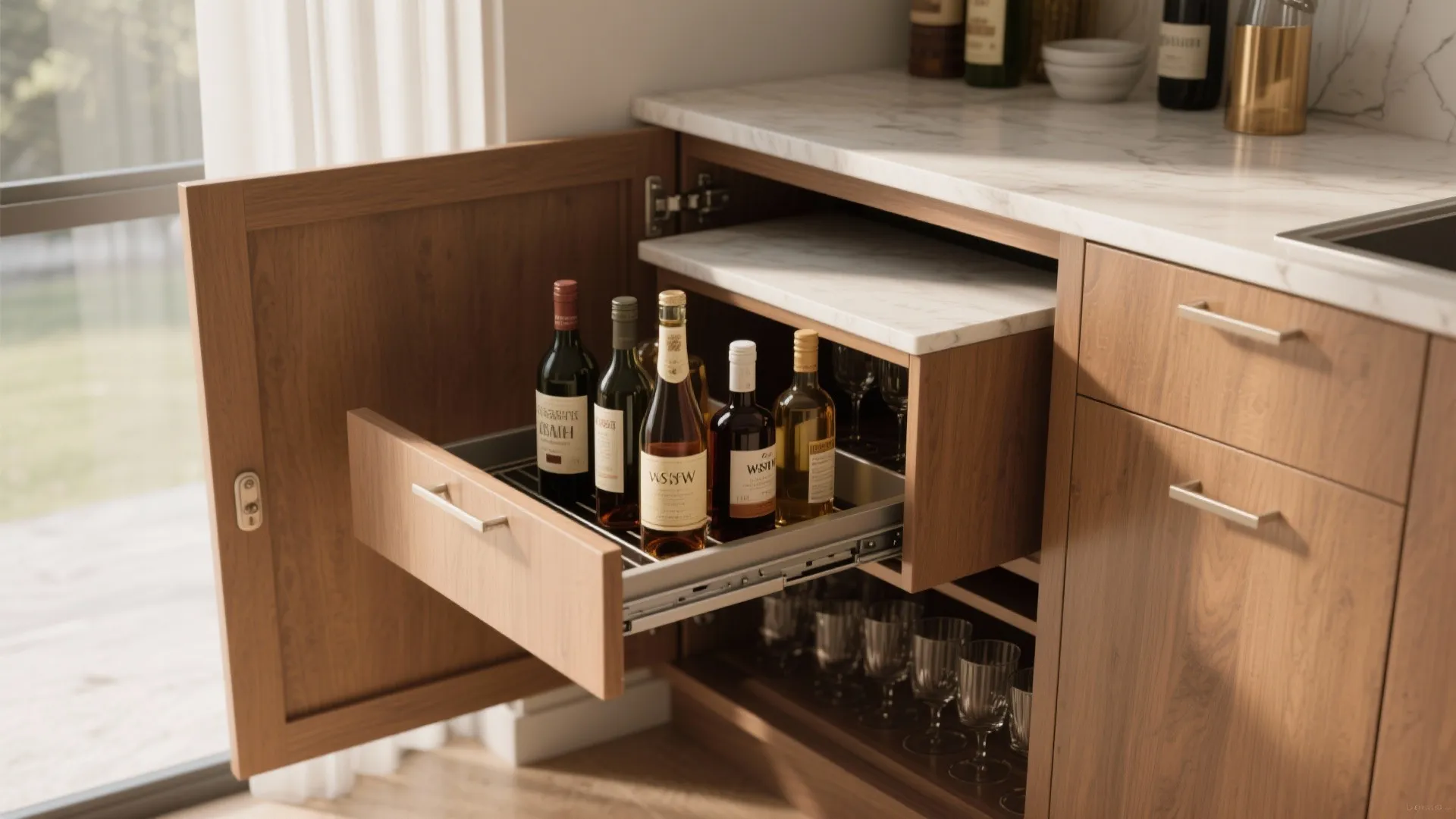 Idea 2: Corner Cabinet with Pull-Out Shelf