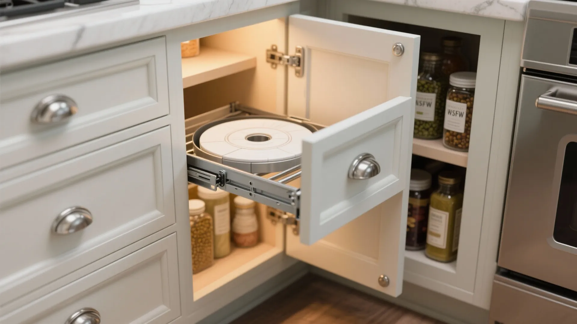 Maximize the corners with pull-outs and lazy Susans