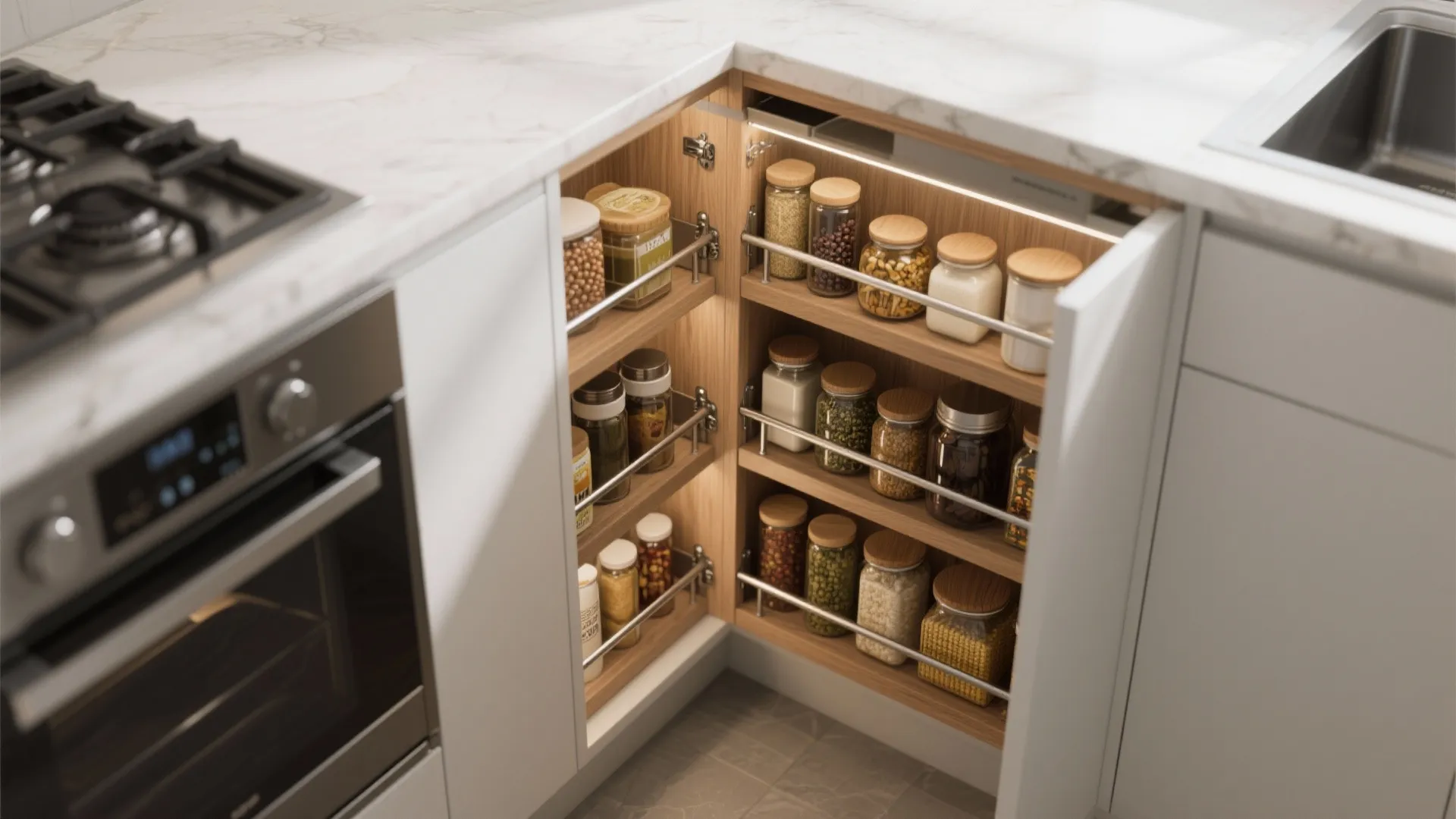 3. Corner pull-out pantry