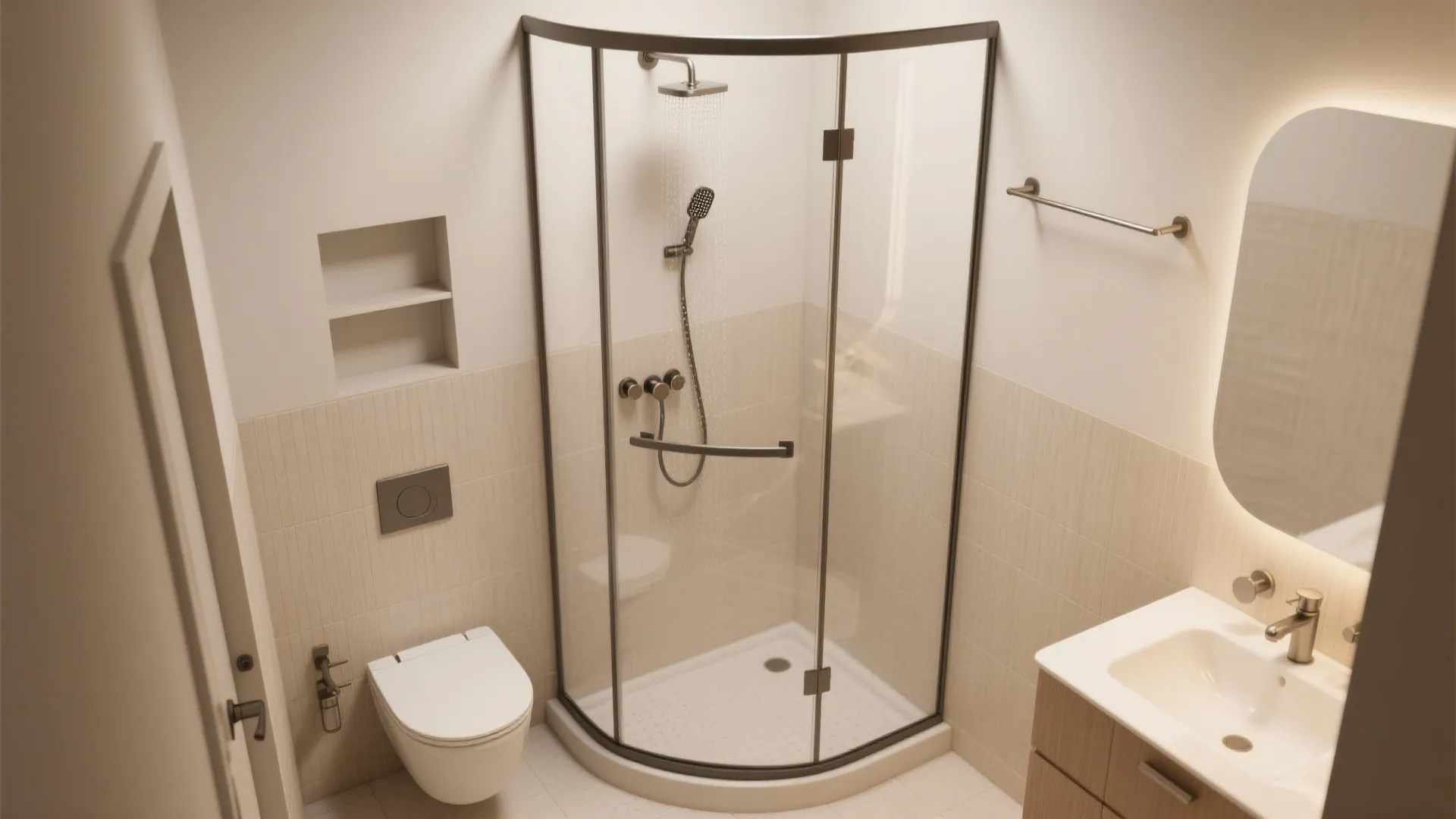 Corner Quadrant or Neo-Angle Set (Freeing Floor Space)