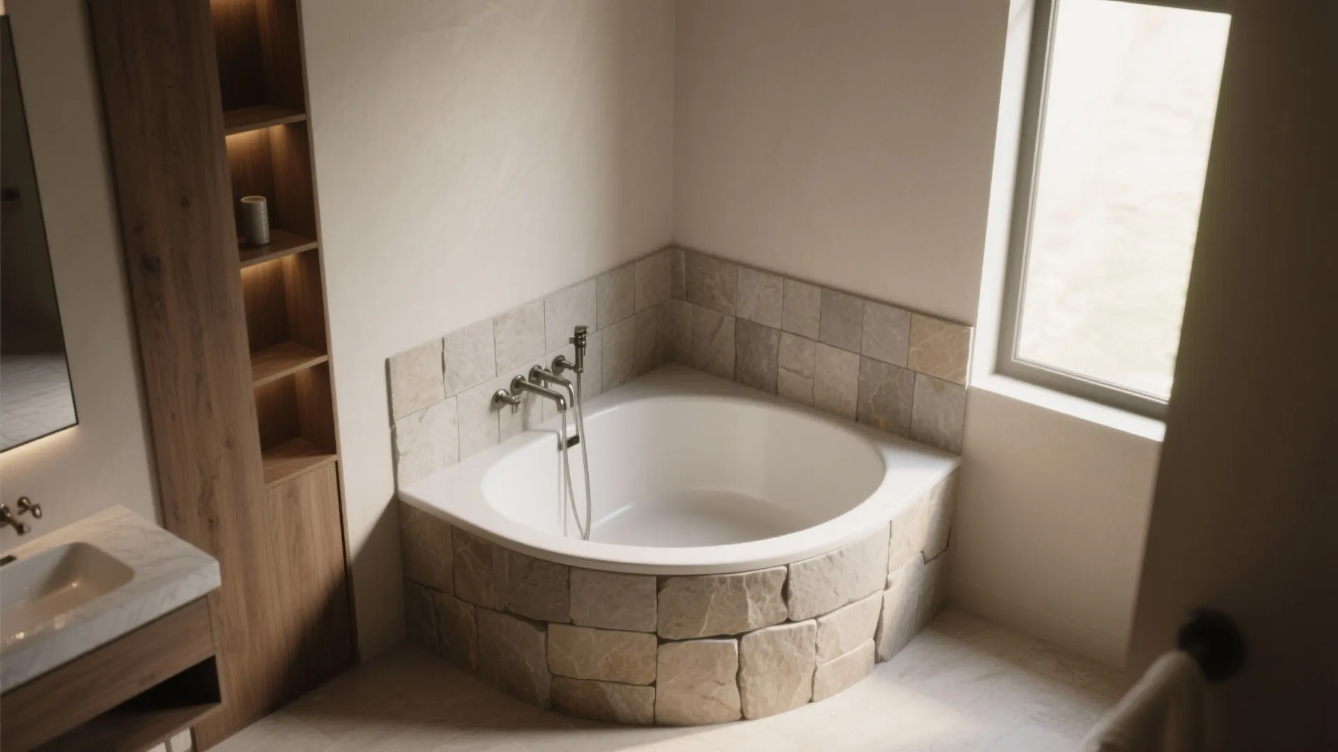 2. Corner Round Tub: Make the Most of Dead Space