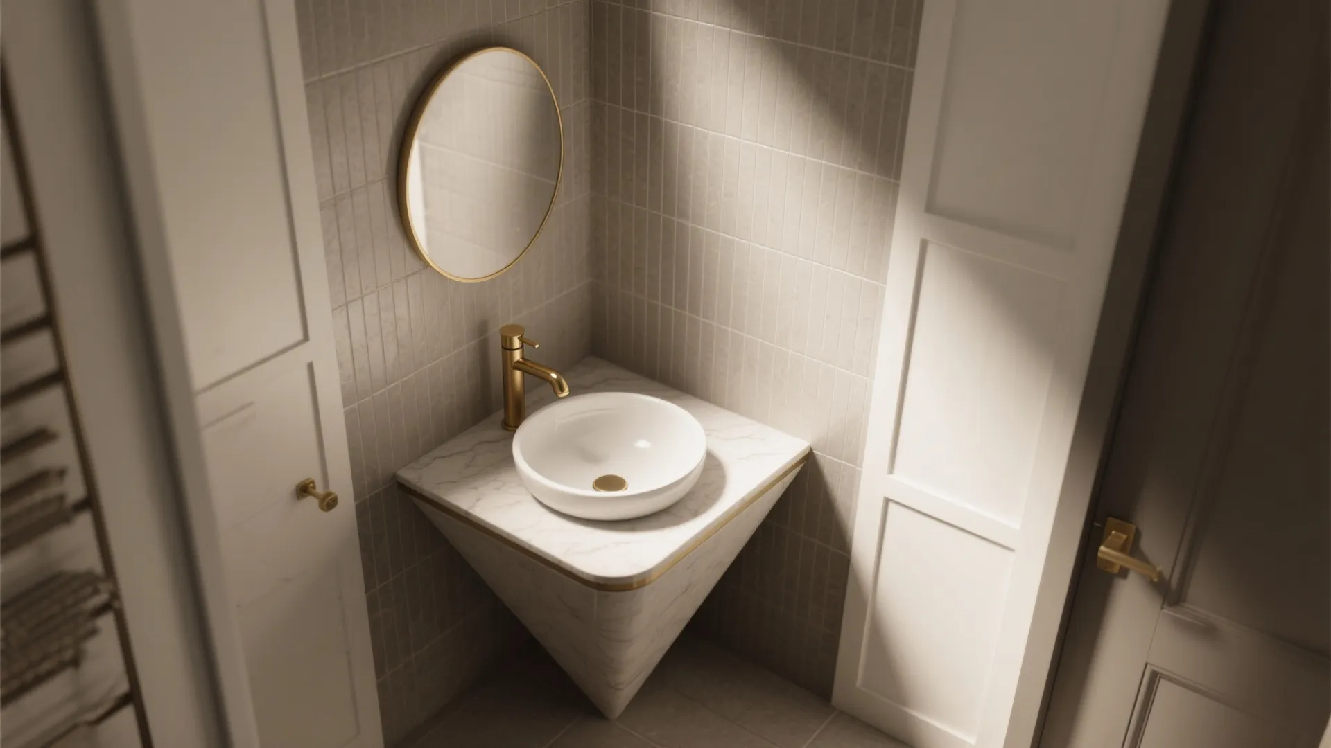 2. Corner Vanity with Round Vessel