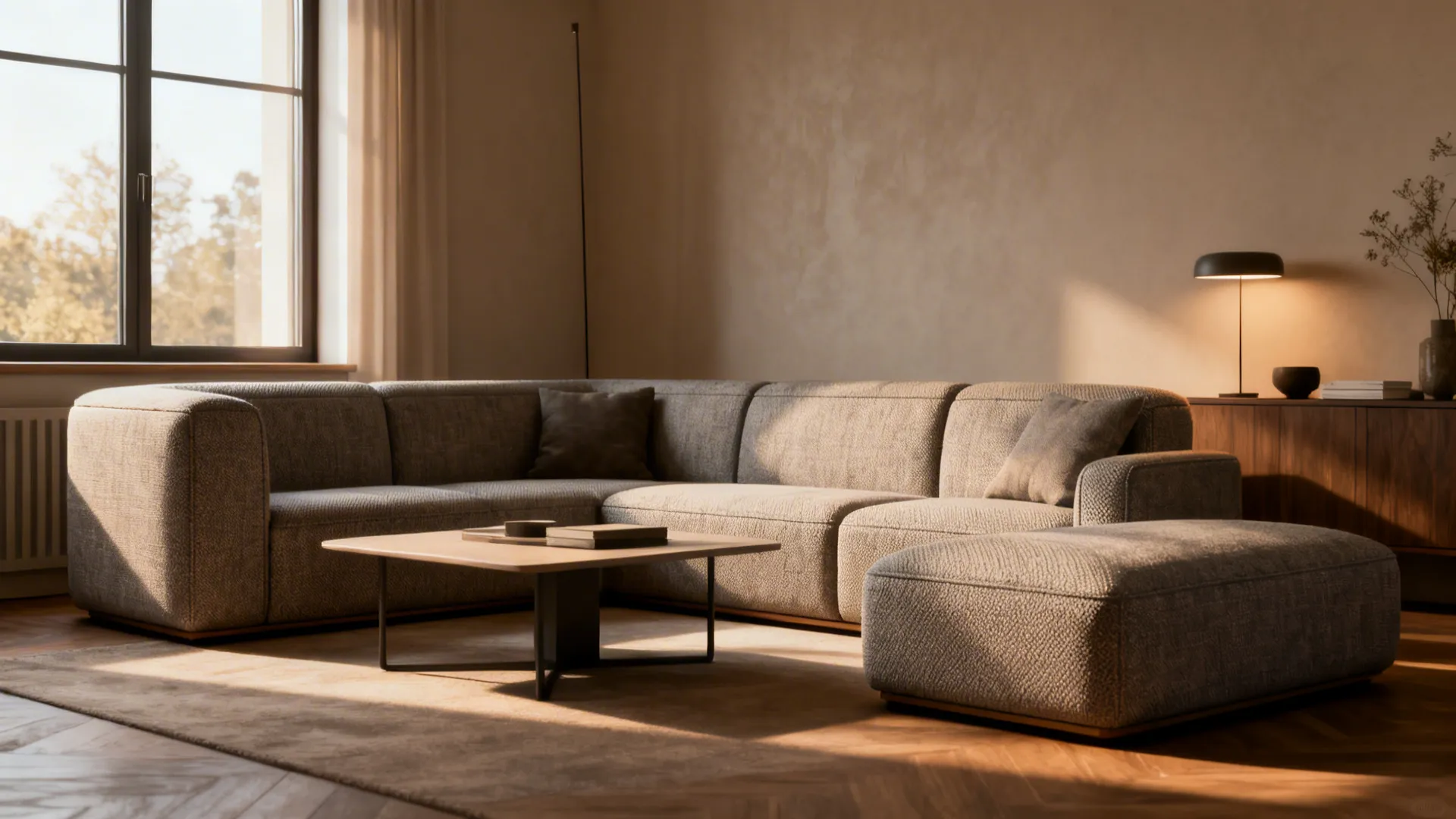 2. Use an L-shaped sectional against one corner