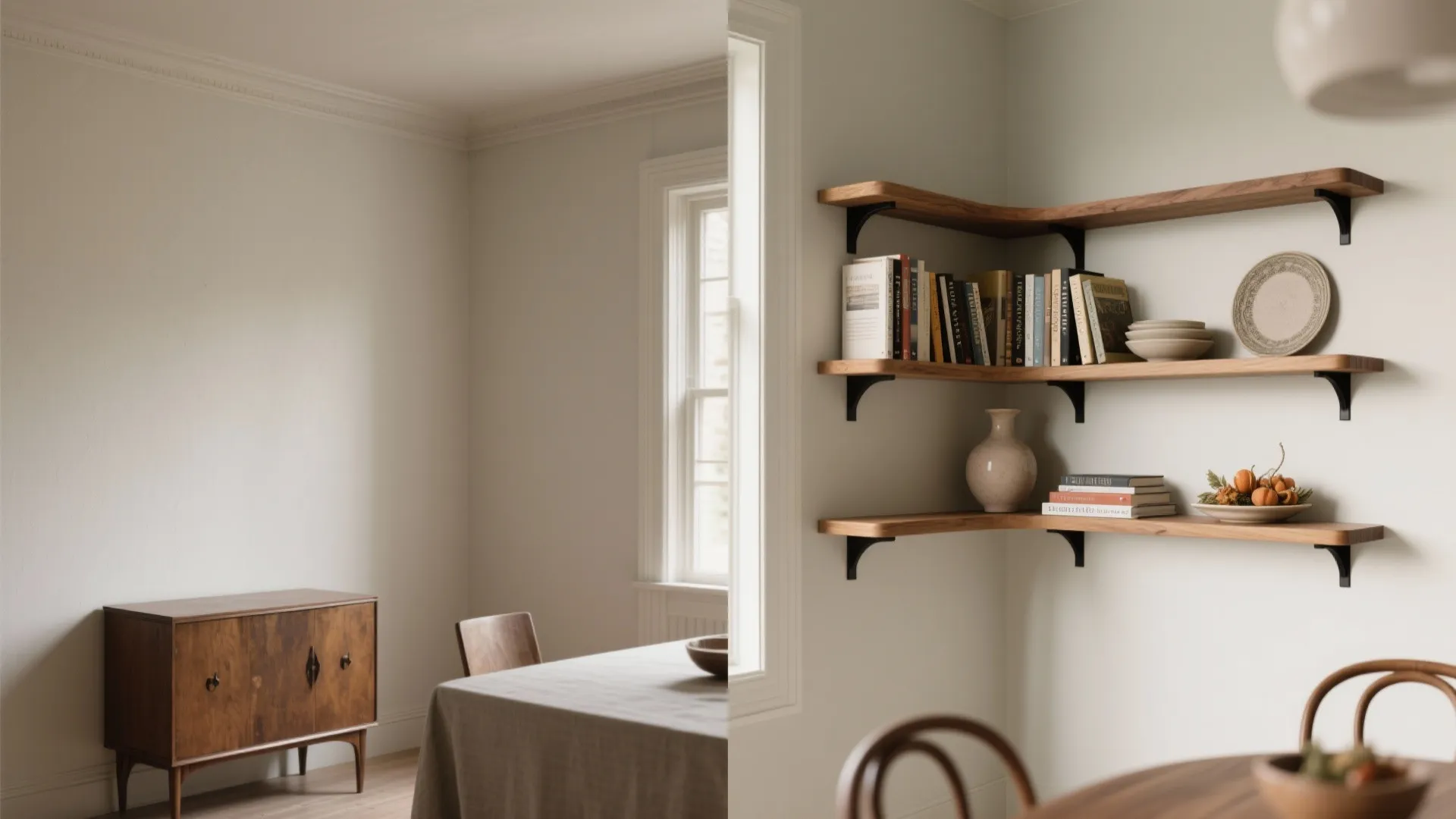 5) Wrap-around corner shelves to tame dead zones