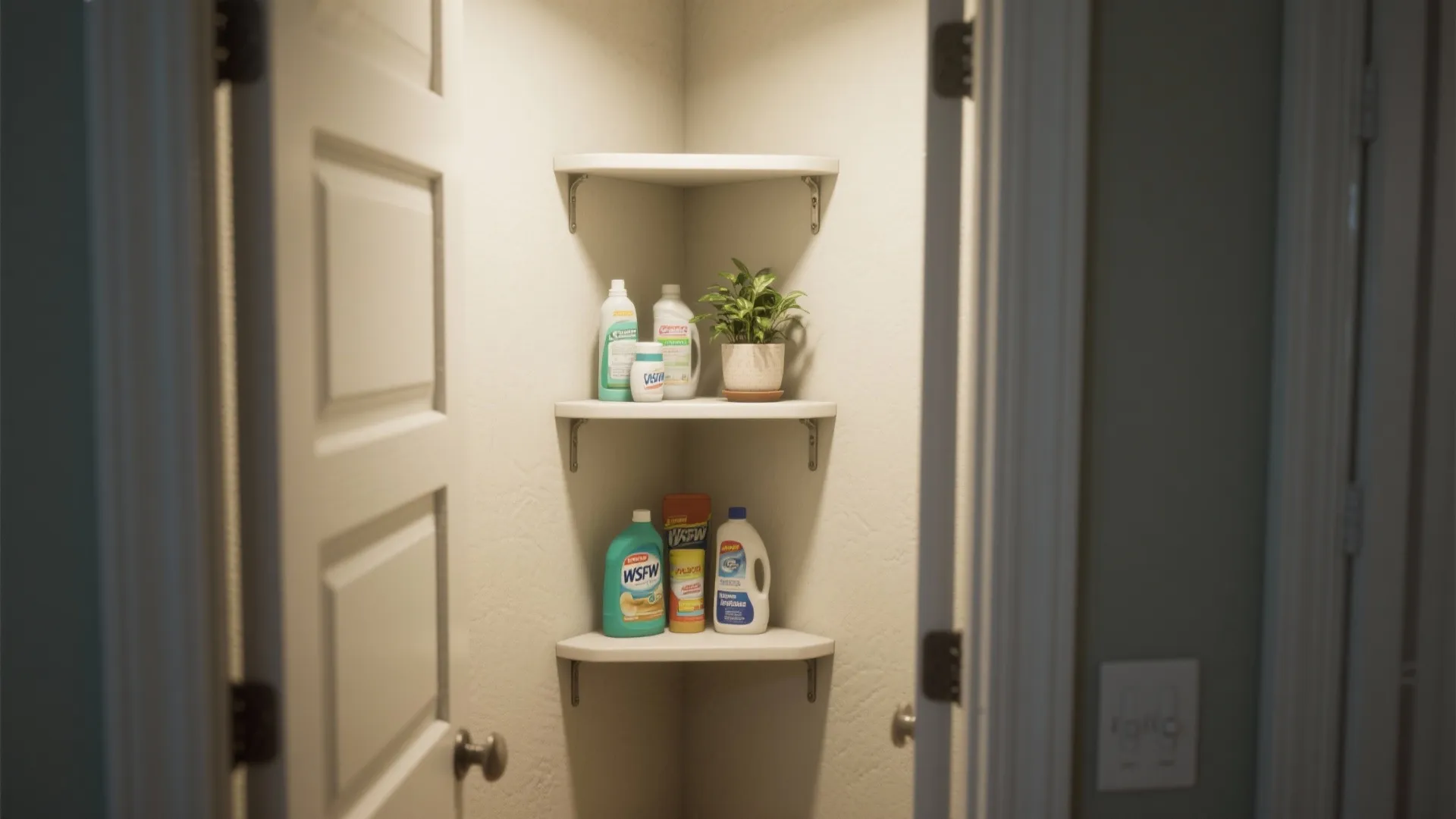 3. Corner Floating Shelves to Maximize Vertical Space