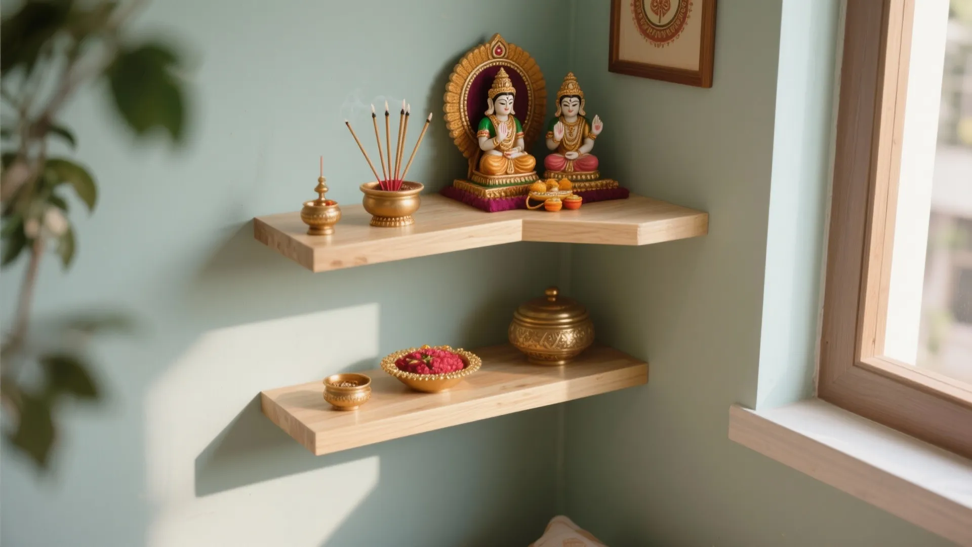 7. Floating corner shelves for tight spaces