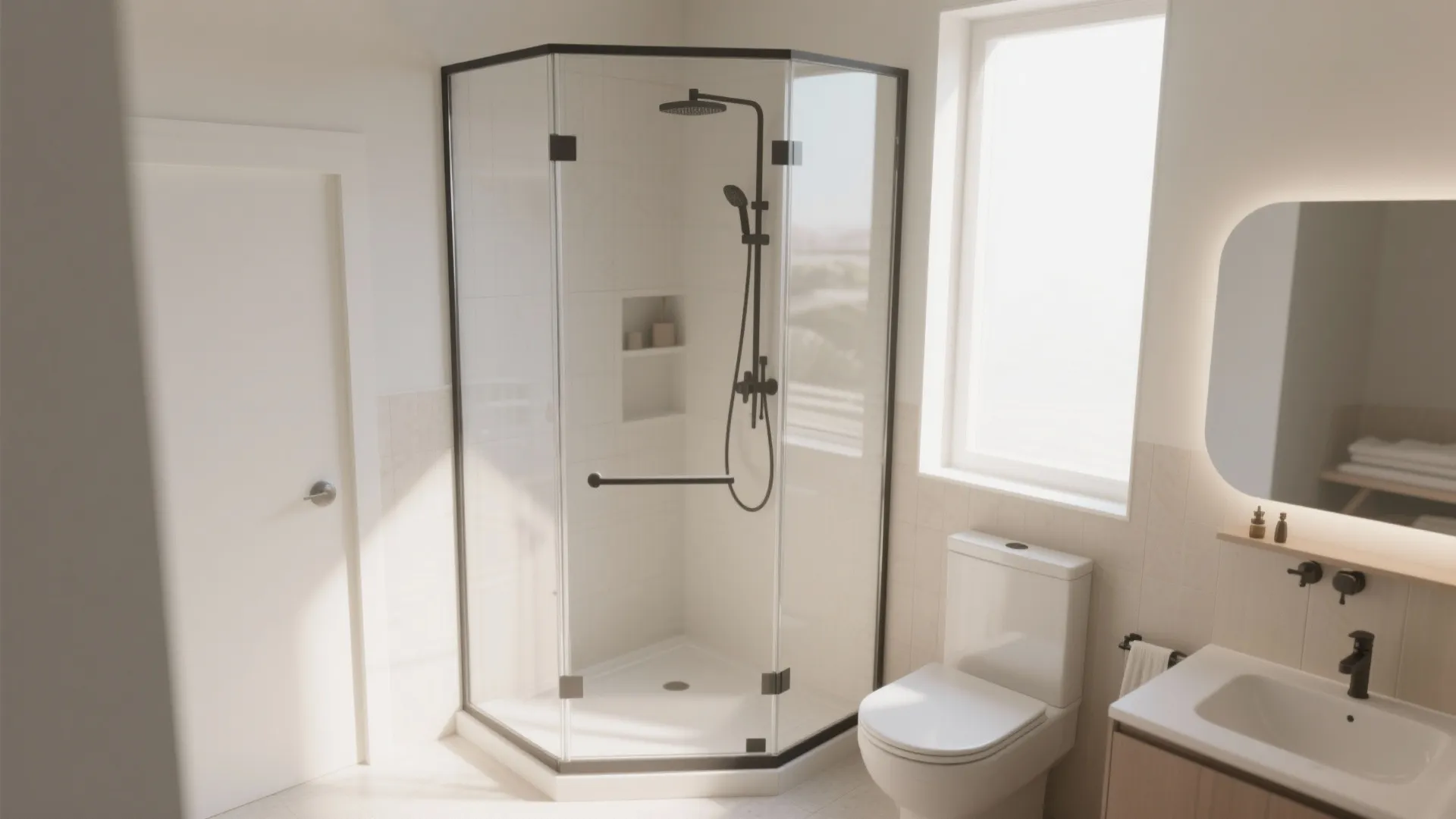 2. Corner Showers to Free Up Space