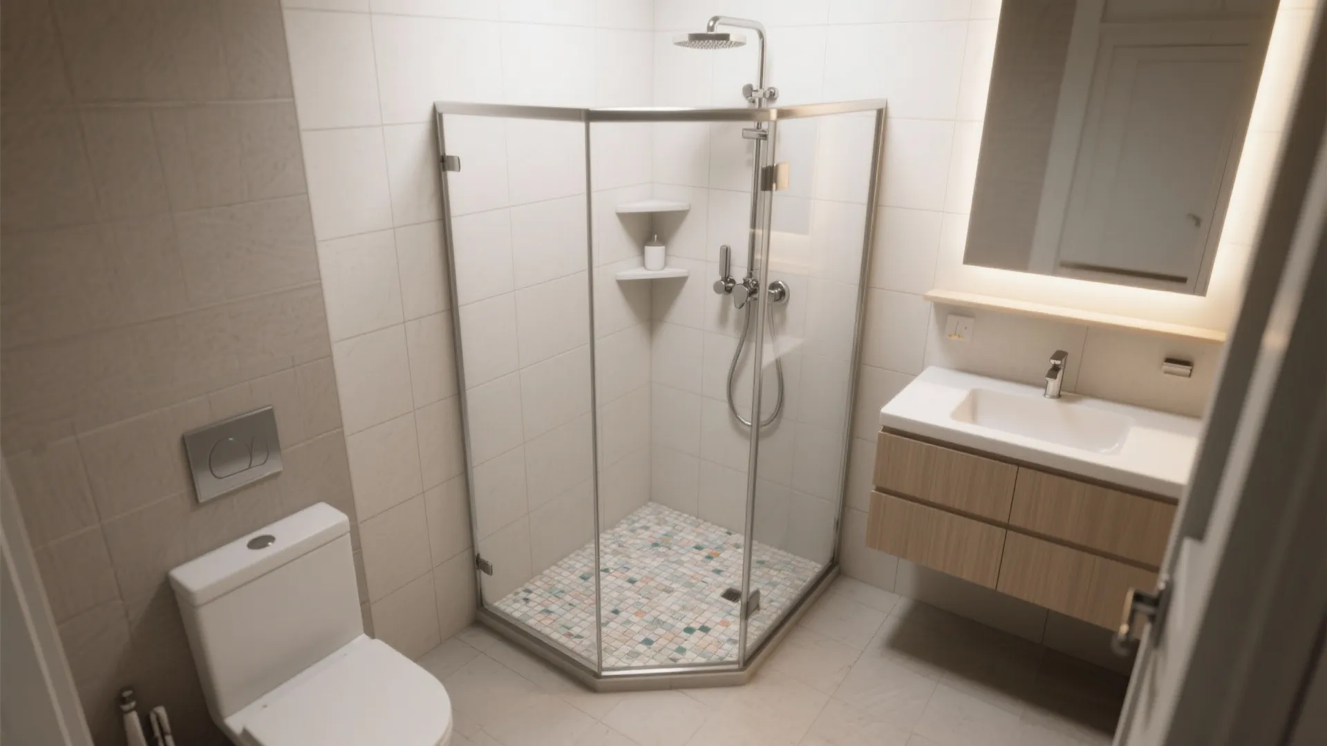 4. Corner shower solutions for odd-shaped baths