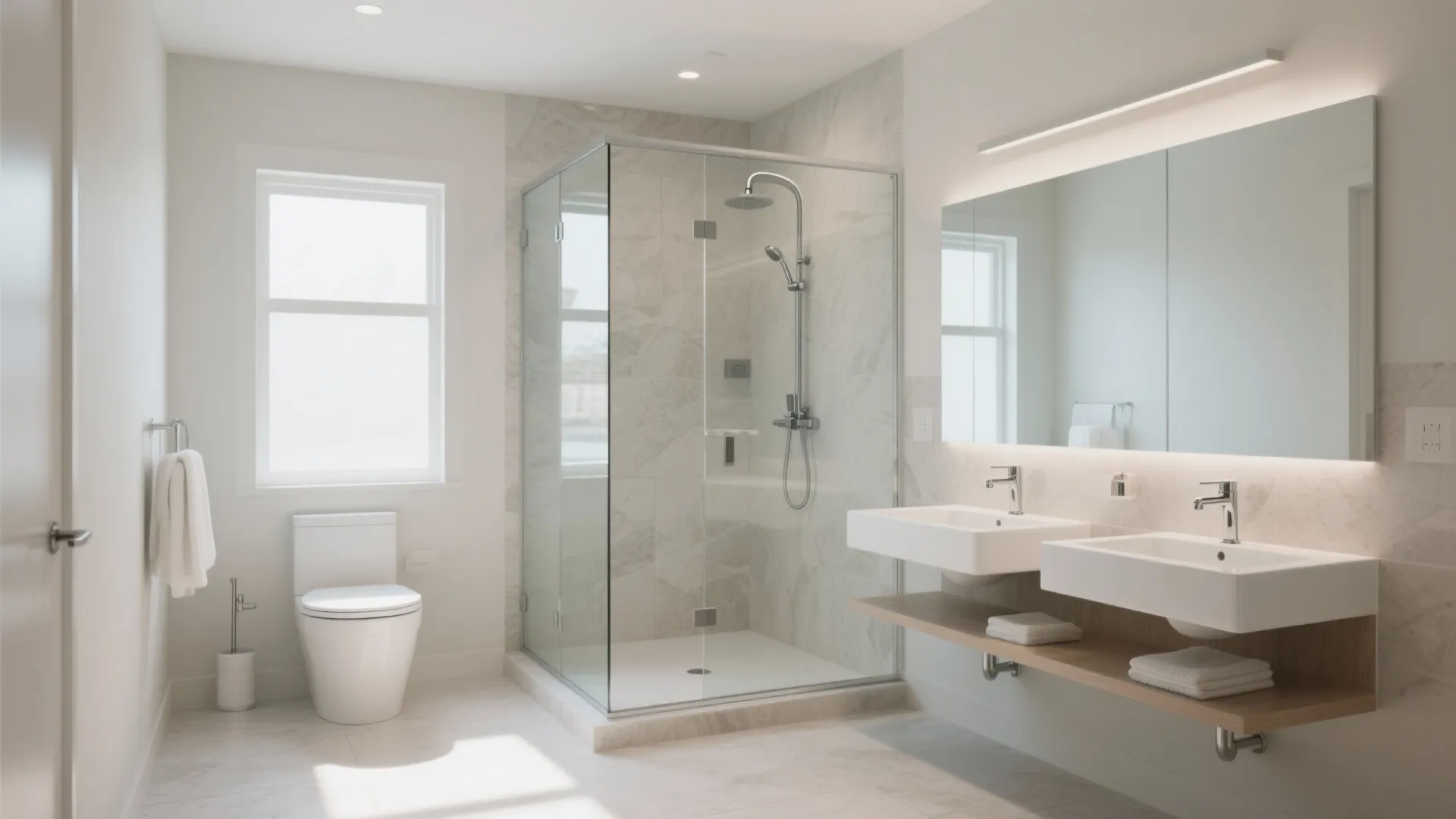 2. Corner Shower & Floating Vanity