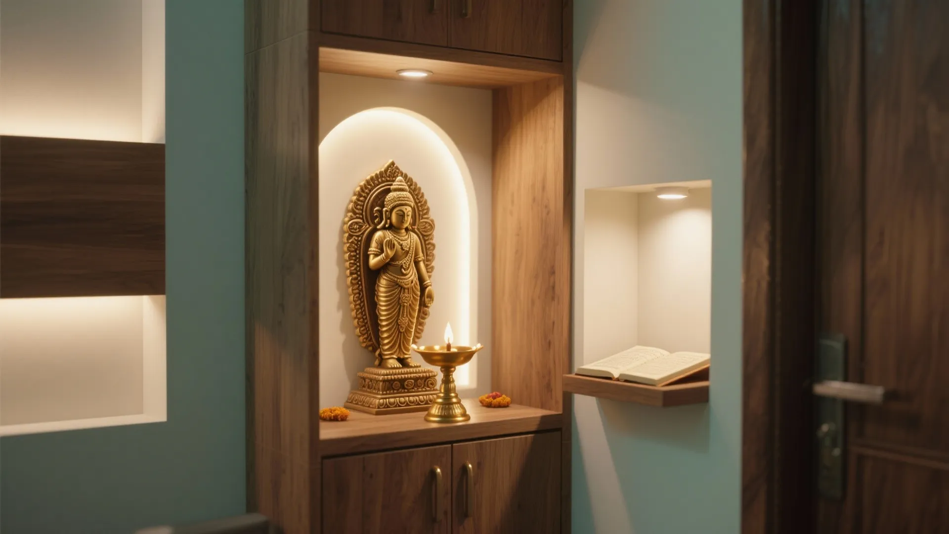 Idea 3: Corner Shrine With Layered Lighting