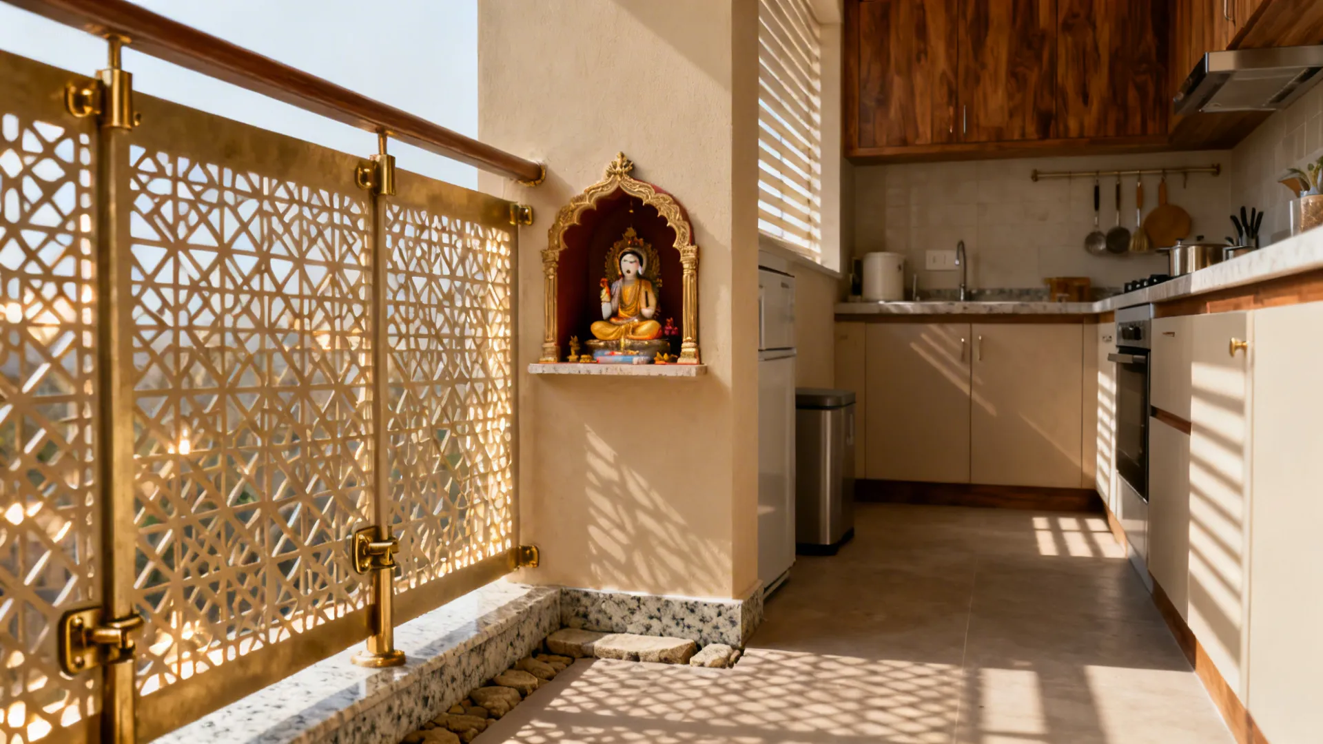 Pocketed Corner Shrine Off the Utility Balcony