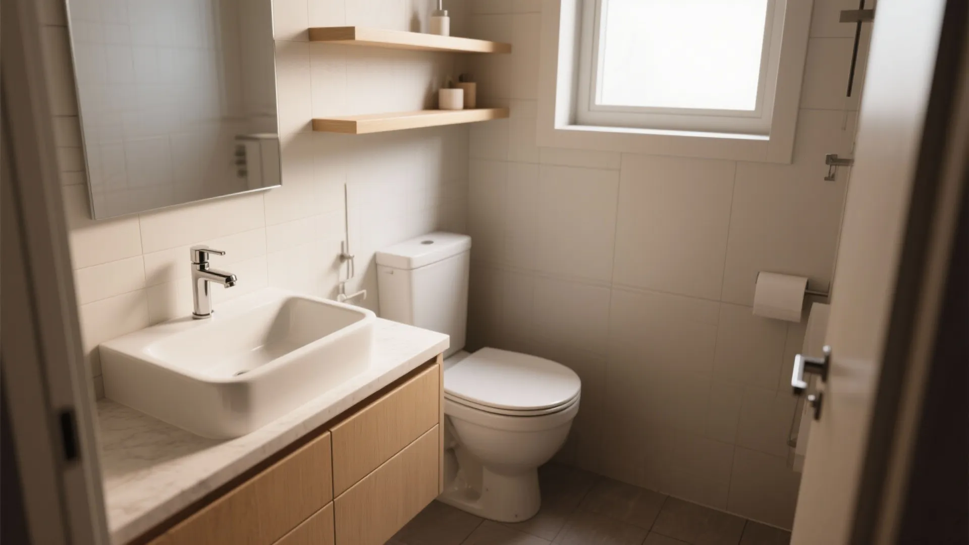 2. Corner sink and compact fixtures