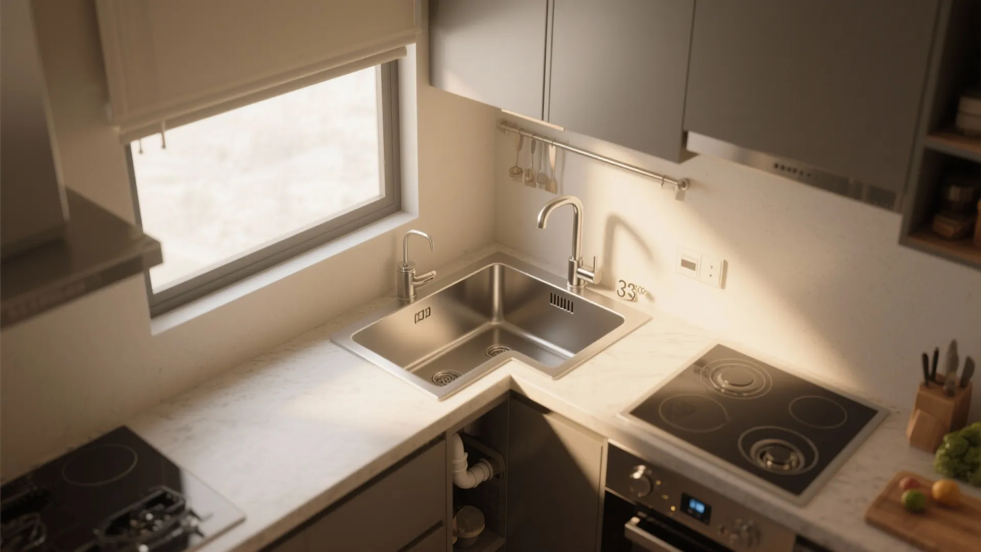 3. Corner sinks to reclaim linear space